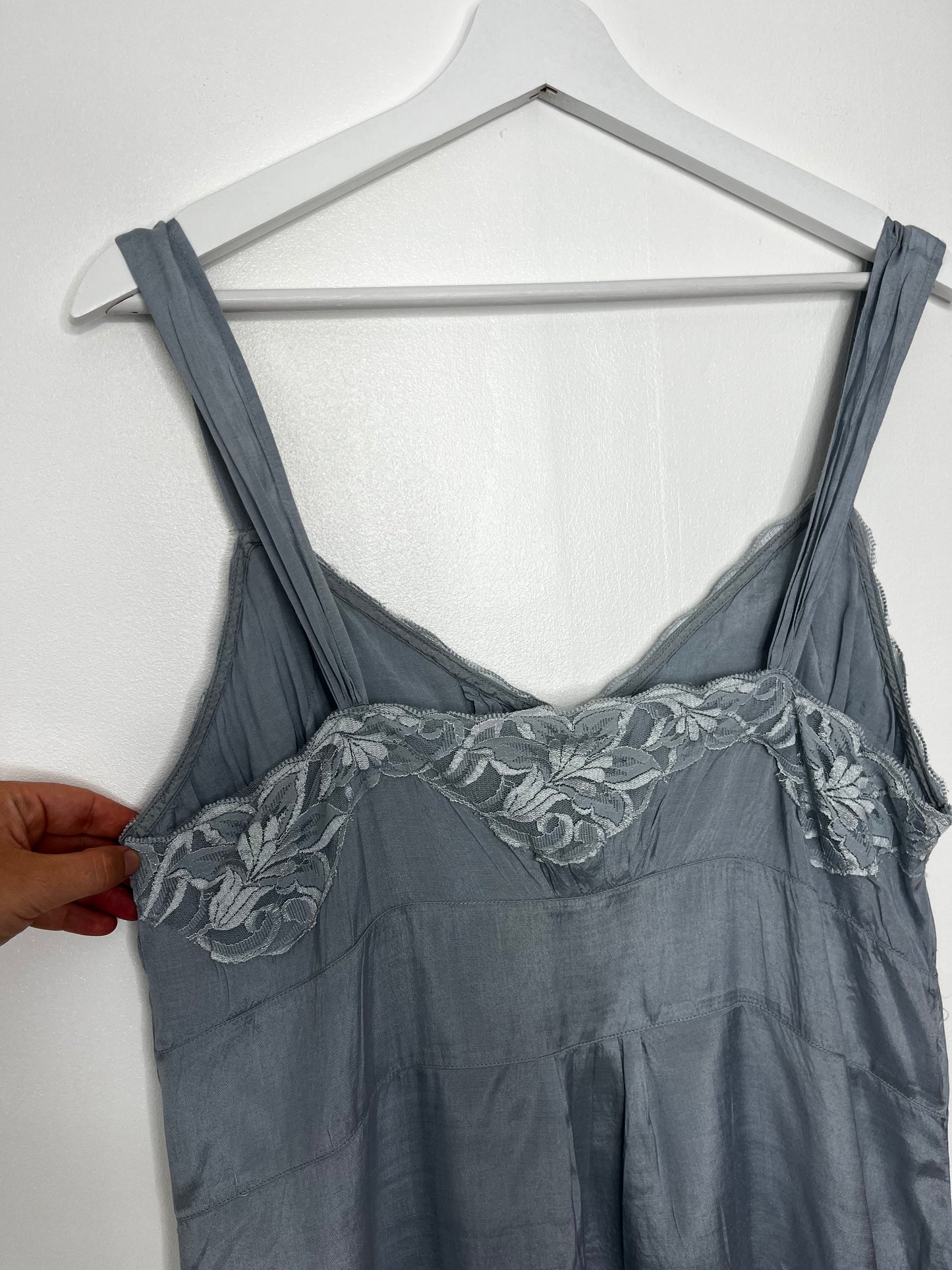 Pale Blue Lace Detailing Elegant Vintage Dress