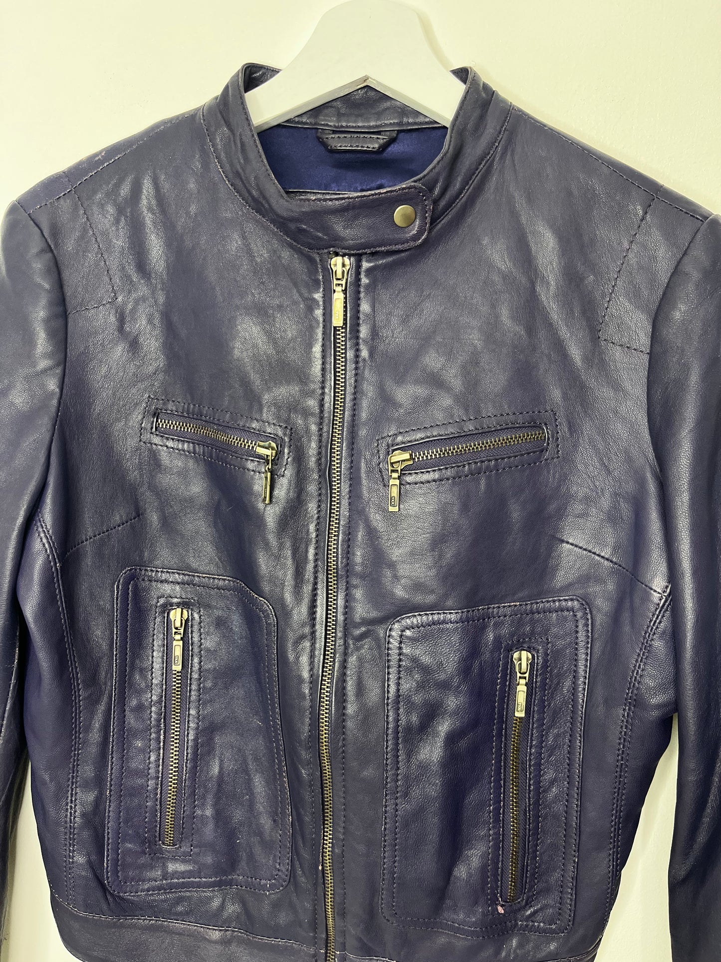 Y2k purple leather vintage jacket