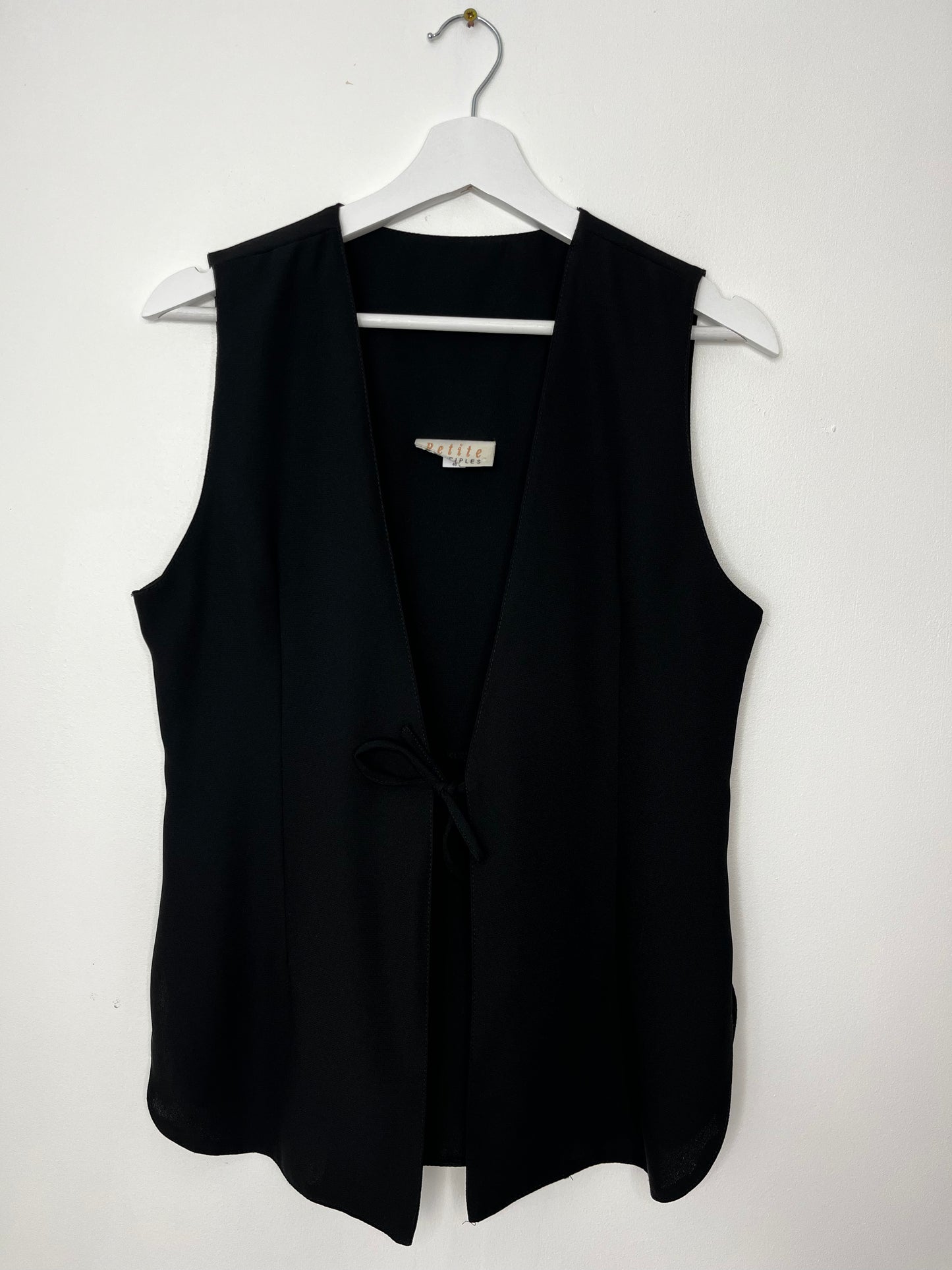 Black Classic Tie Middle Waistcoat Style Blouse