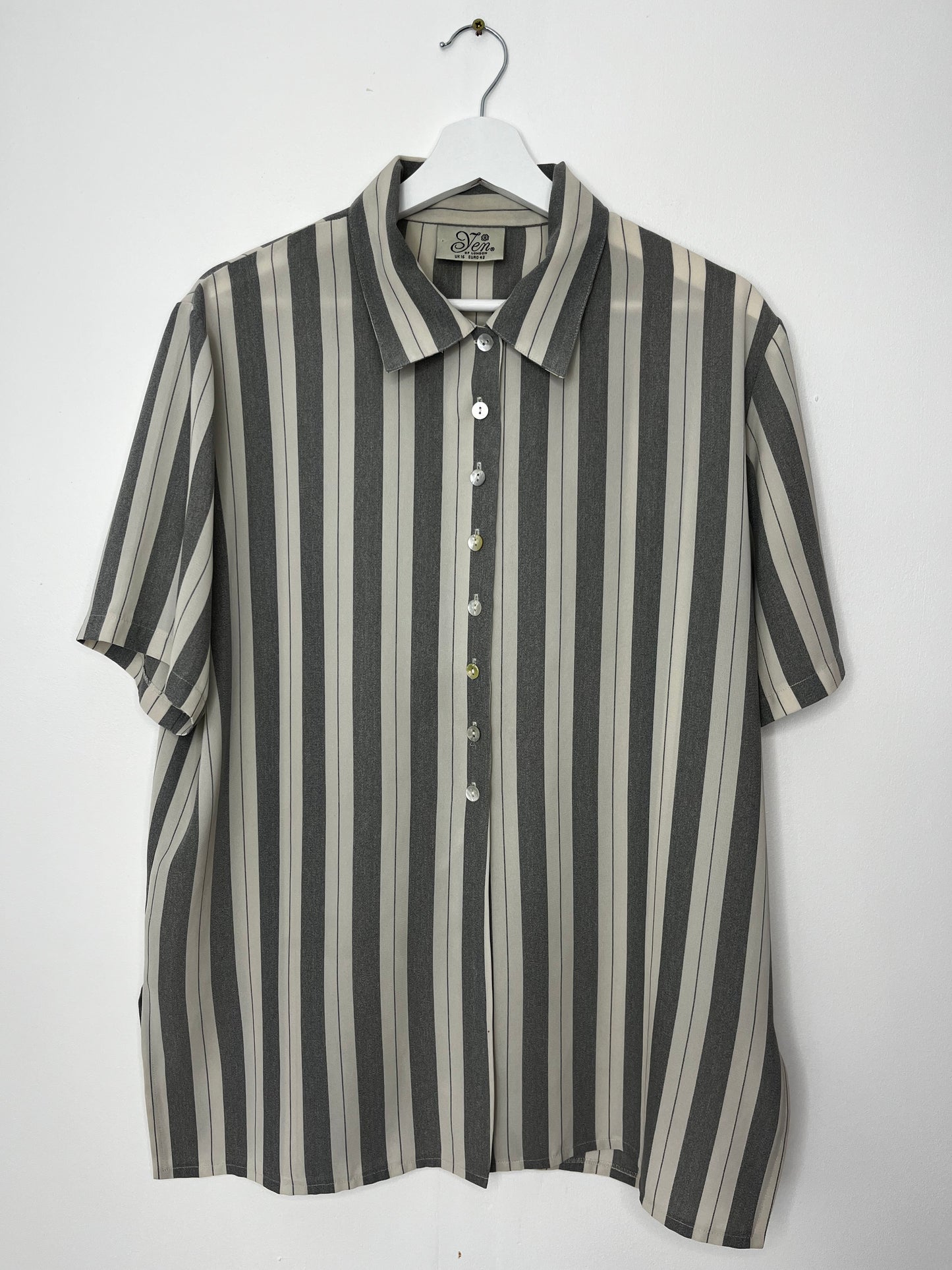 Grey & White Stripe Classic Vintage Blouse