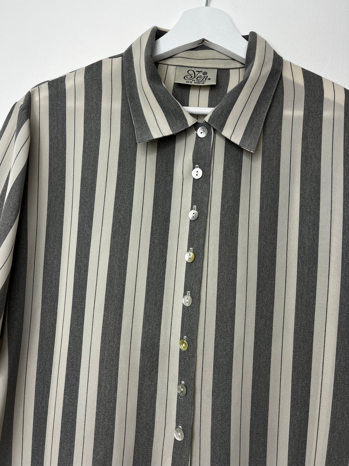 Grey & White Stripe Classic Vintage Blouse