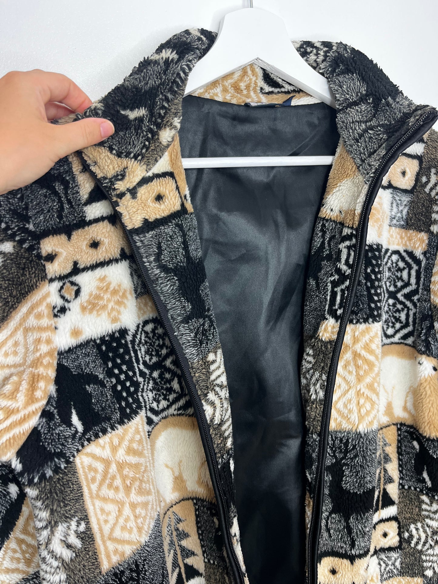 Cosy Vintage Winter Animal Fleece Zip Jacket