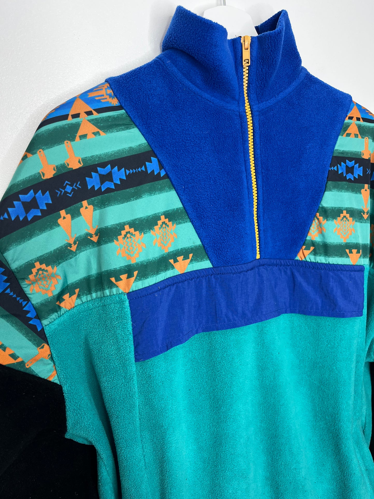 Blue & Green Patterned Quarter Zip Fleece