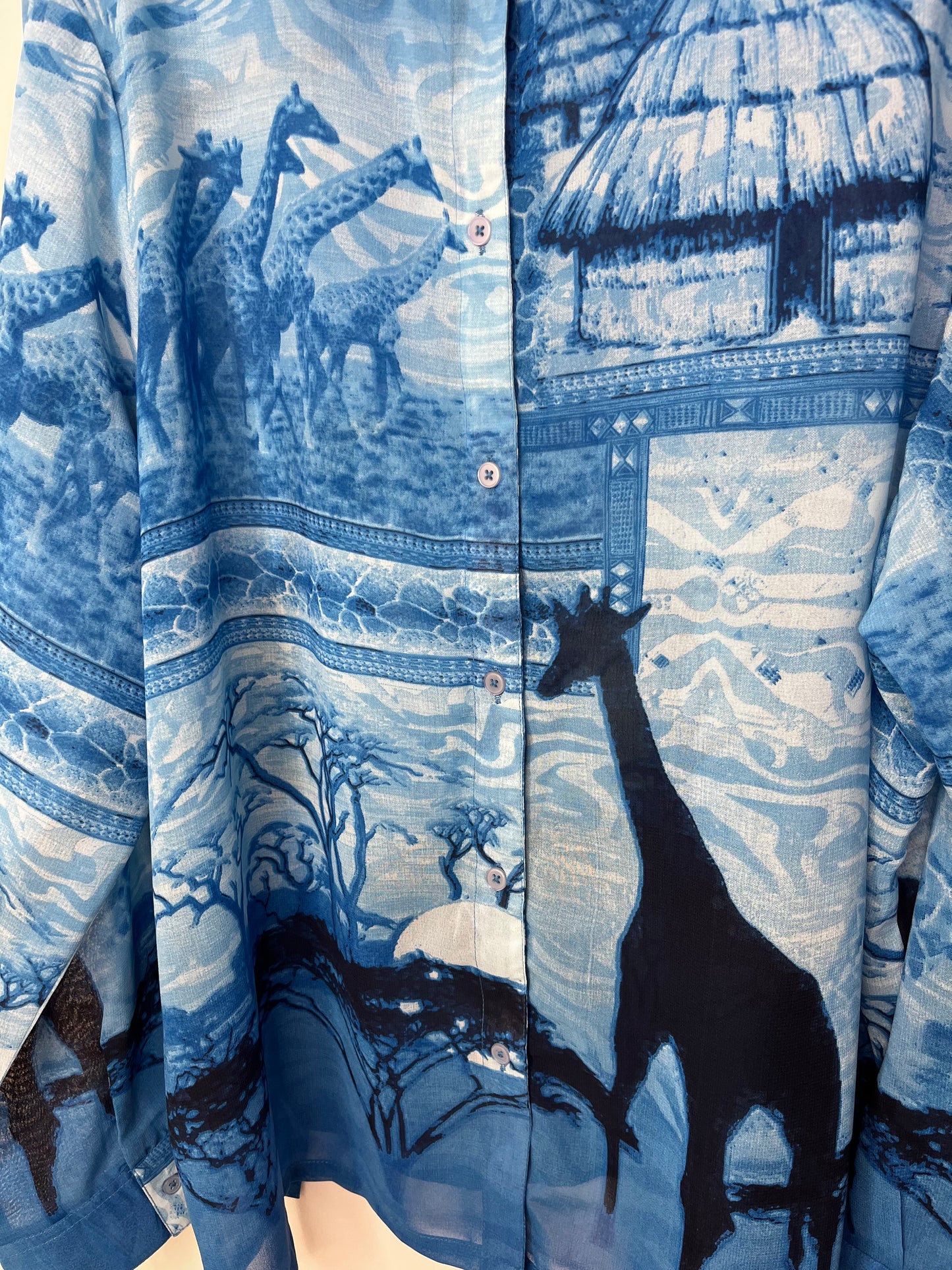 Semi Sheer Blue Vintage Safari Blouse