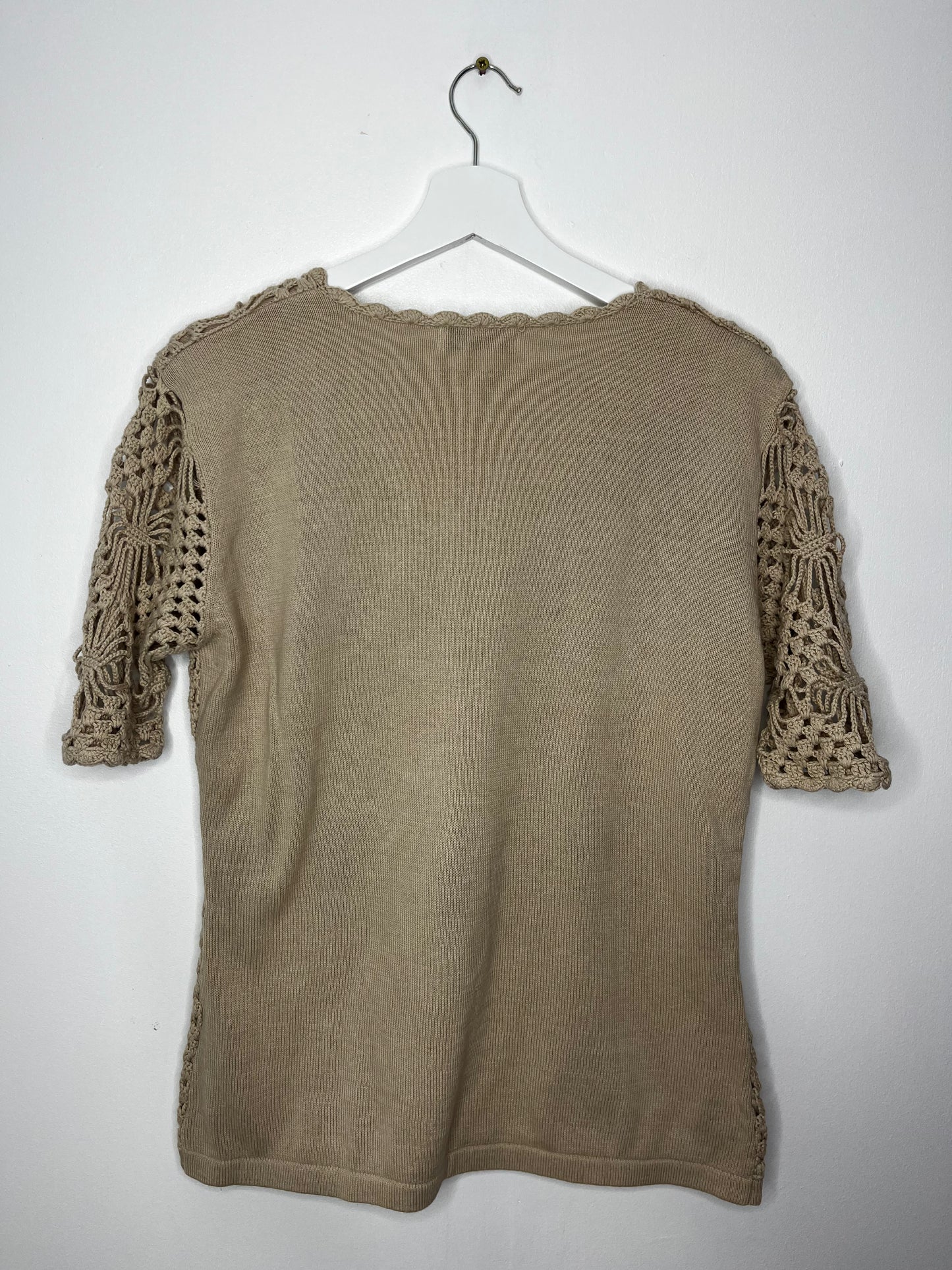 Casual Crochet Front Vintage Top