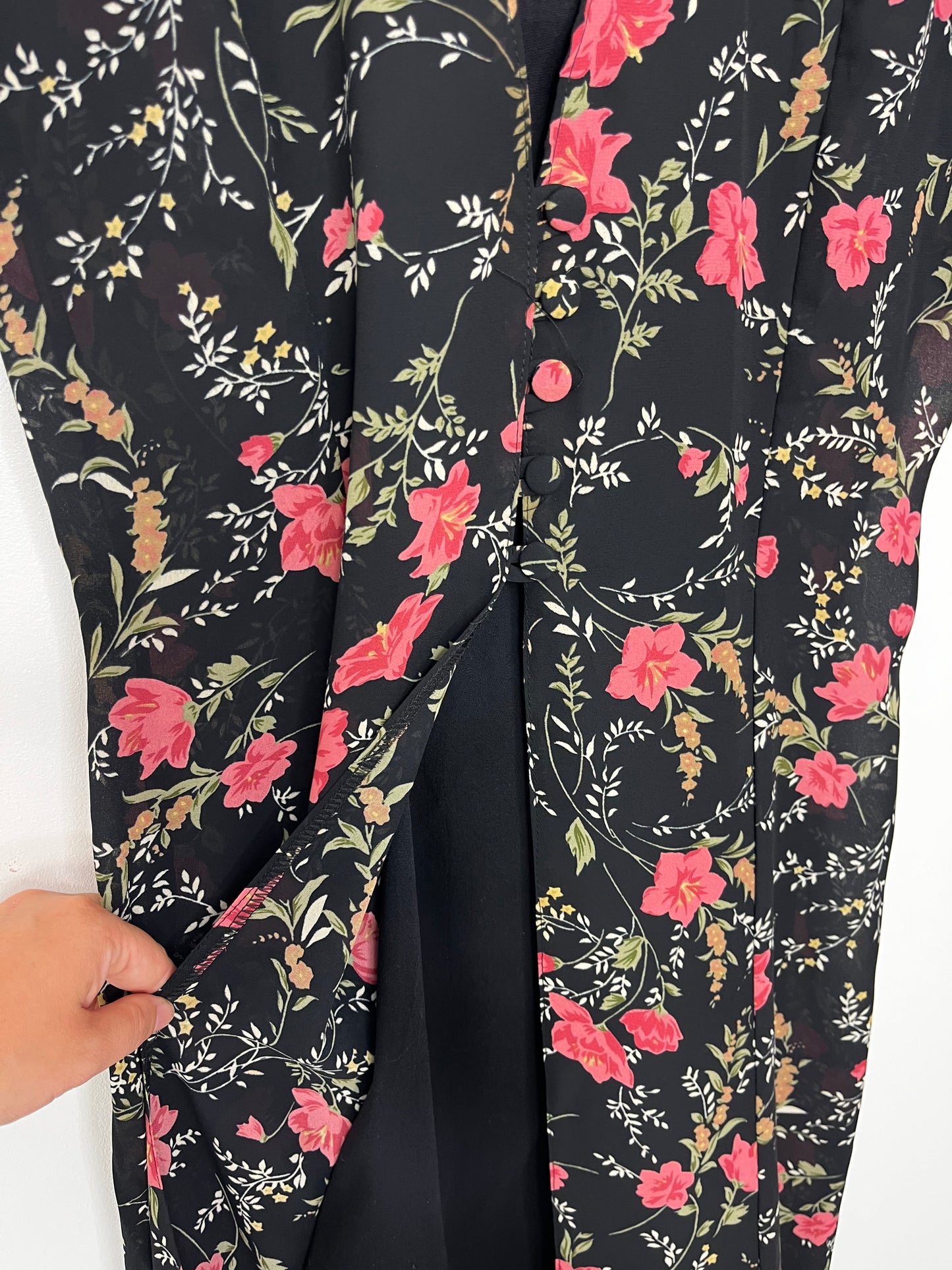 Tie Back 90s Floral Autumnal Dress