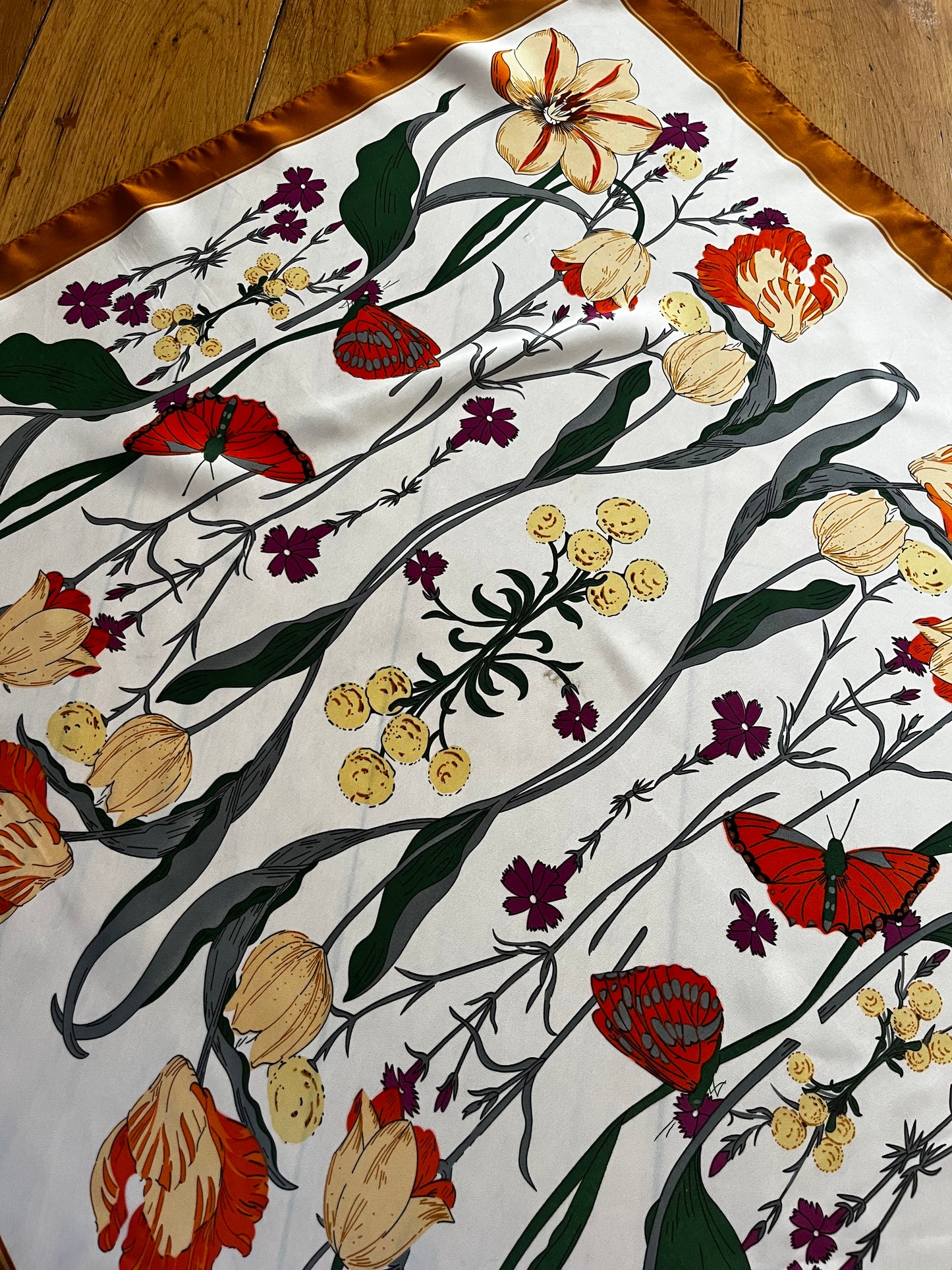 Floral and butterfly print vintage head scarf