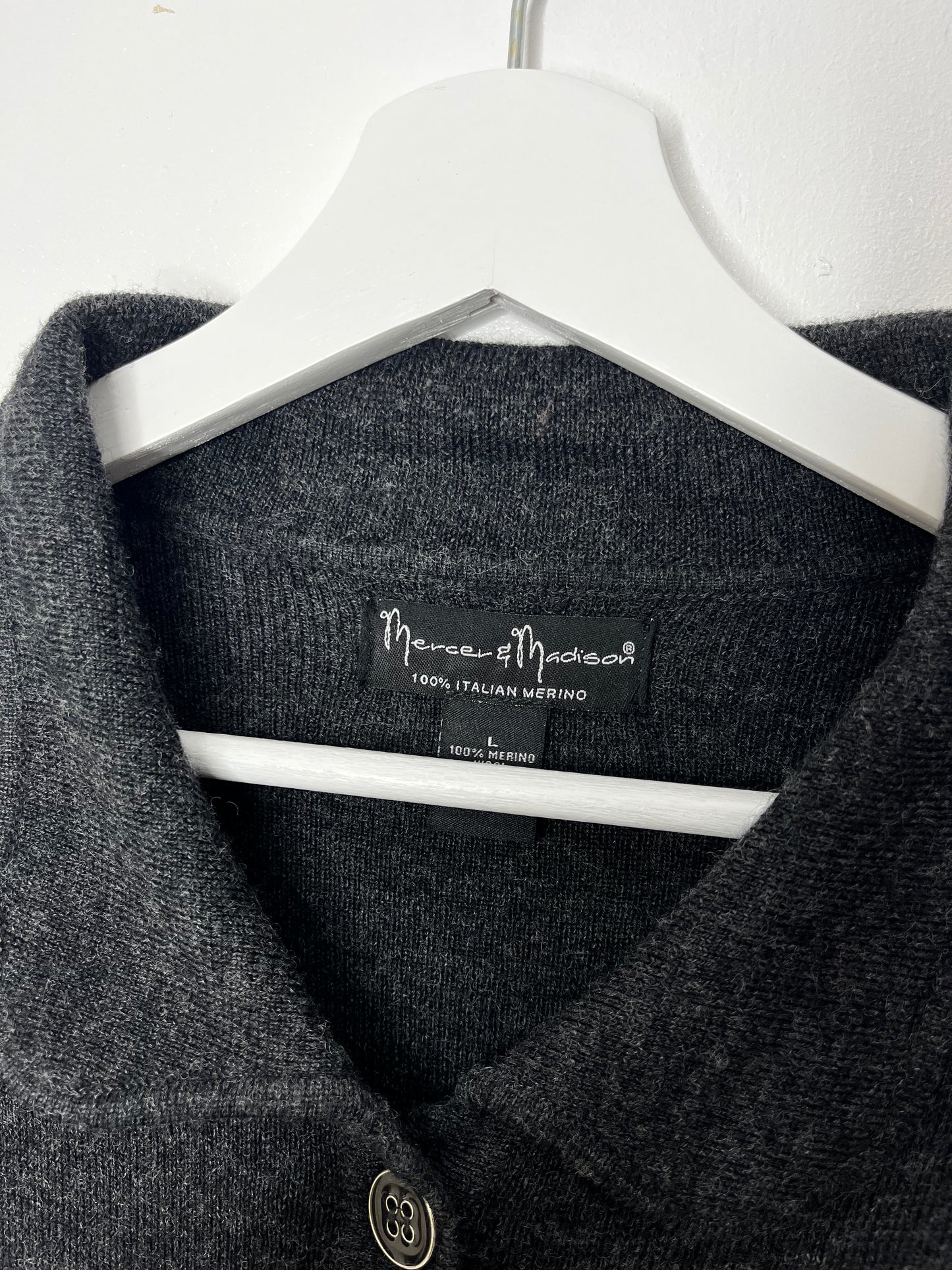 Vintage Italian Merino Wool Grey Staple Cardigan