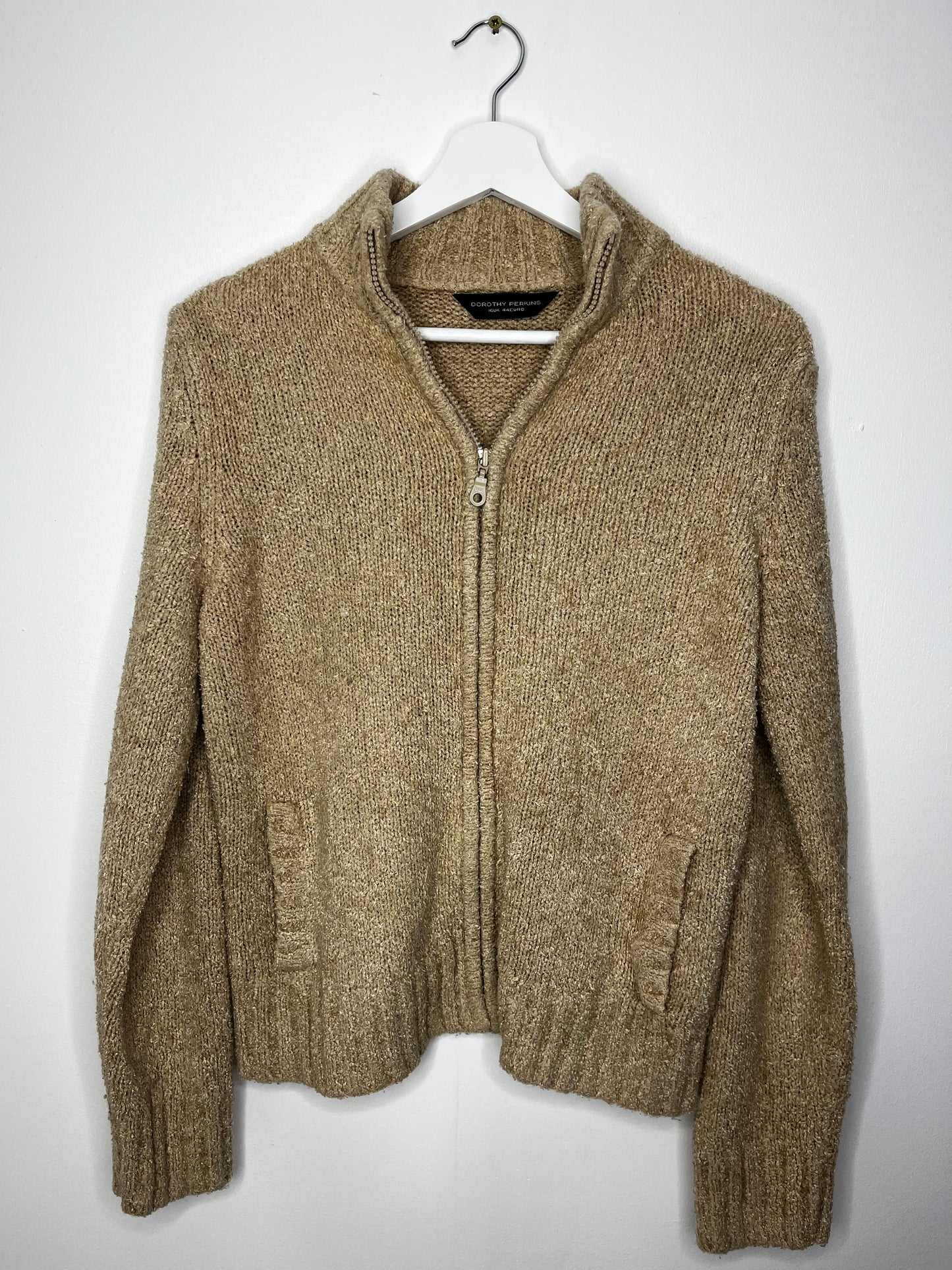 Beige Zip Vintage Cardigan