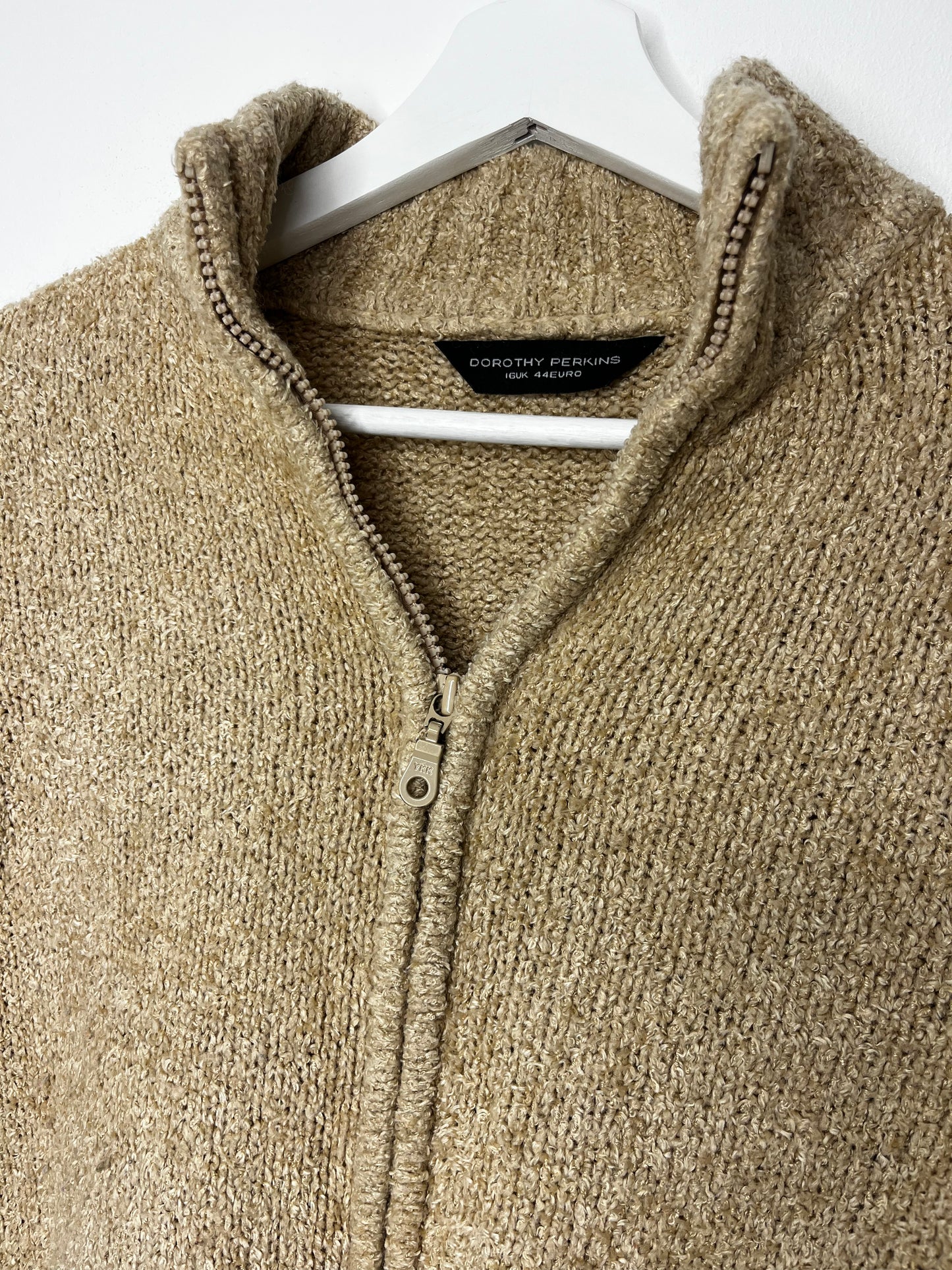 Beige Zip Vintage Cardigan