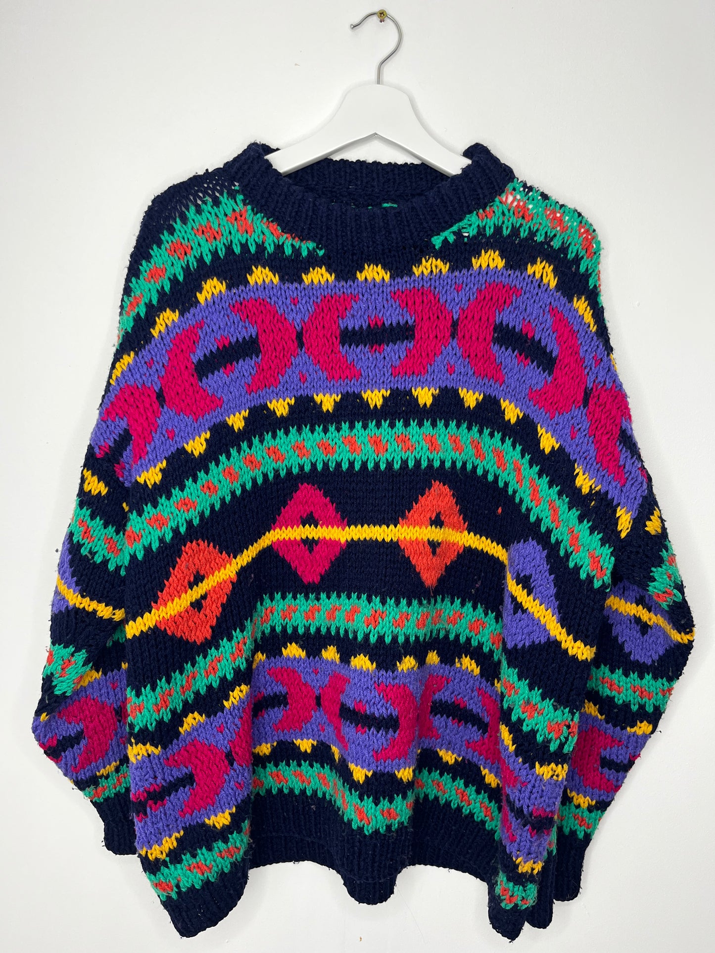 Rare Hand Knit Colourful Vintage Jumper
