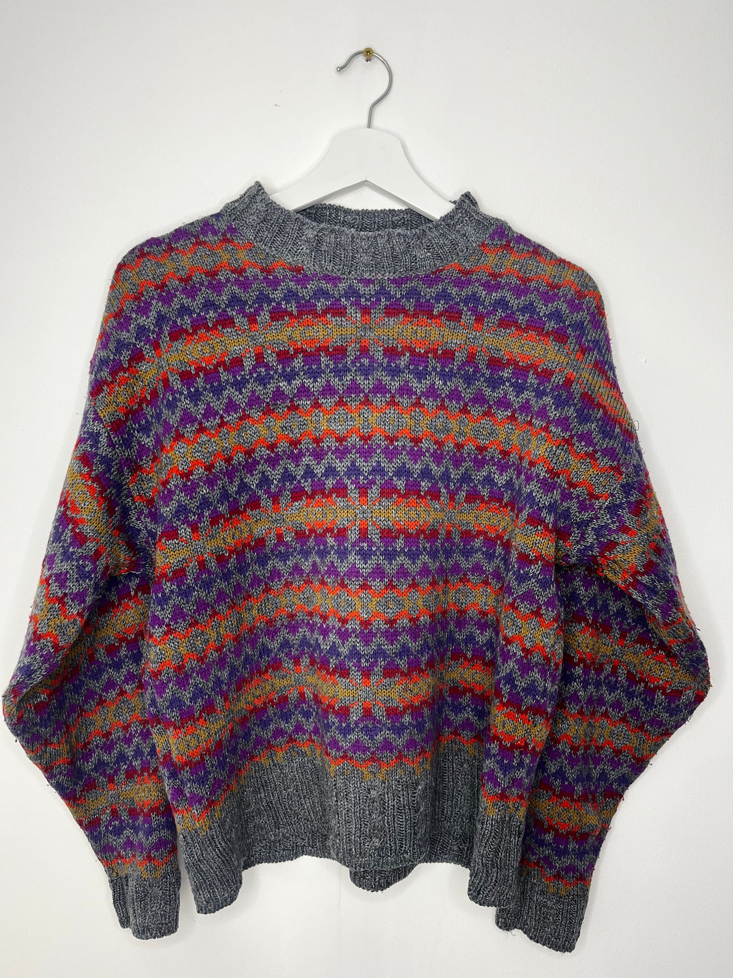 Purple & Grey Vintage Patterned Jumper
