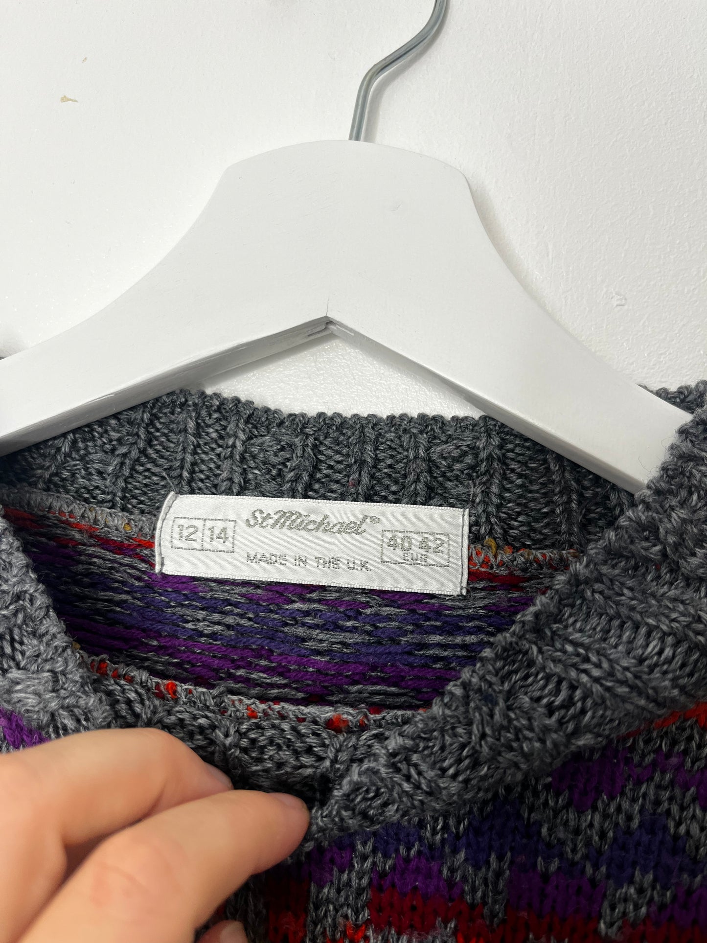 Purple & Grey Vintage Patterned Jumper