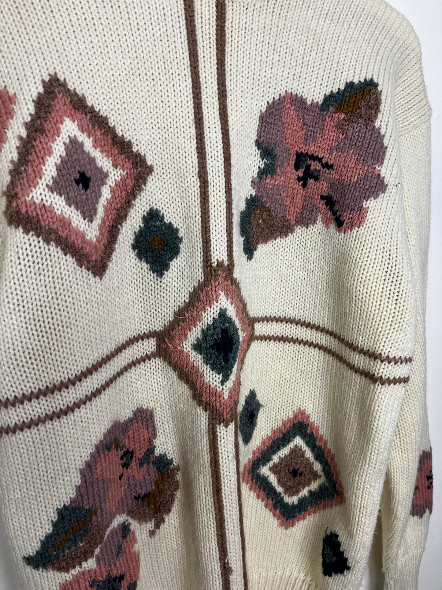 Cream Floral Knit Vintage Jumper