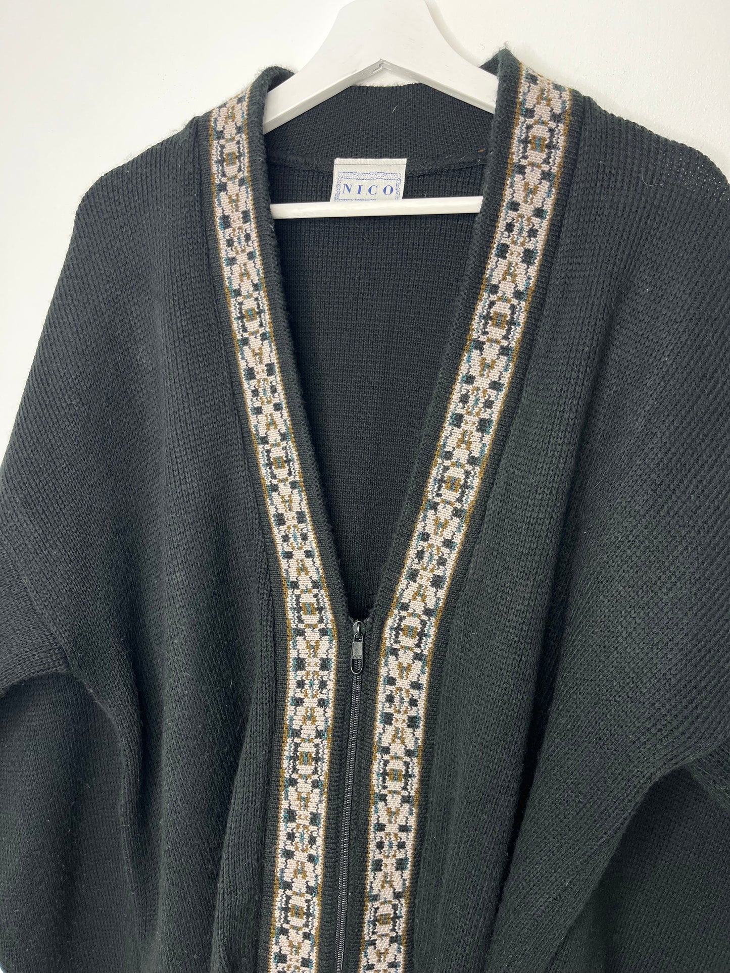 Black Zip Bomber Style Vintage Cardigan
