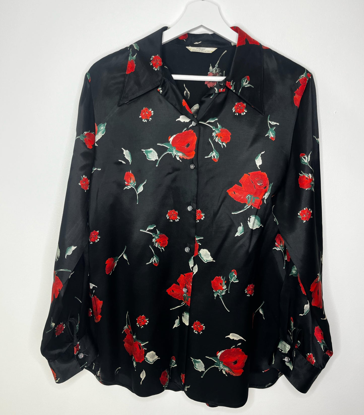 Black Satin Rose Blouse