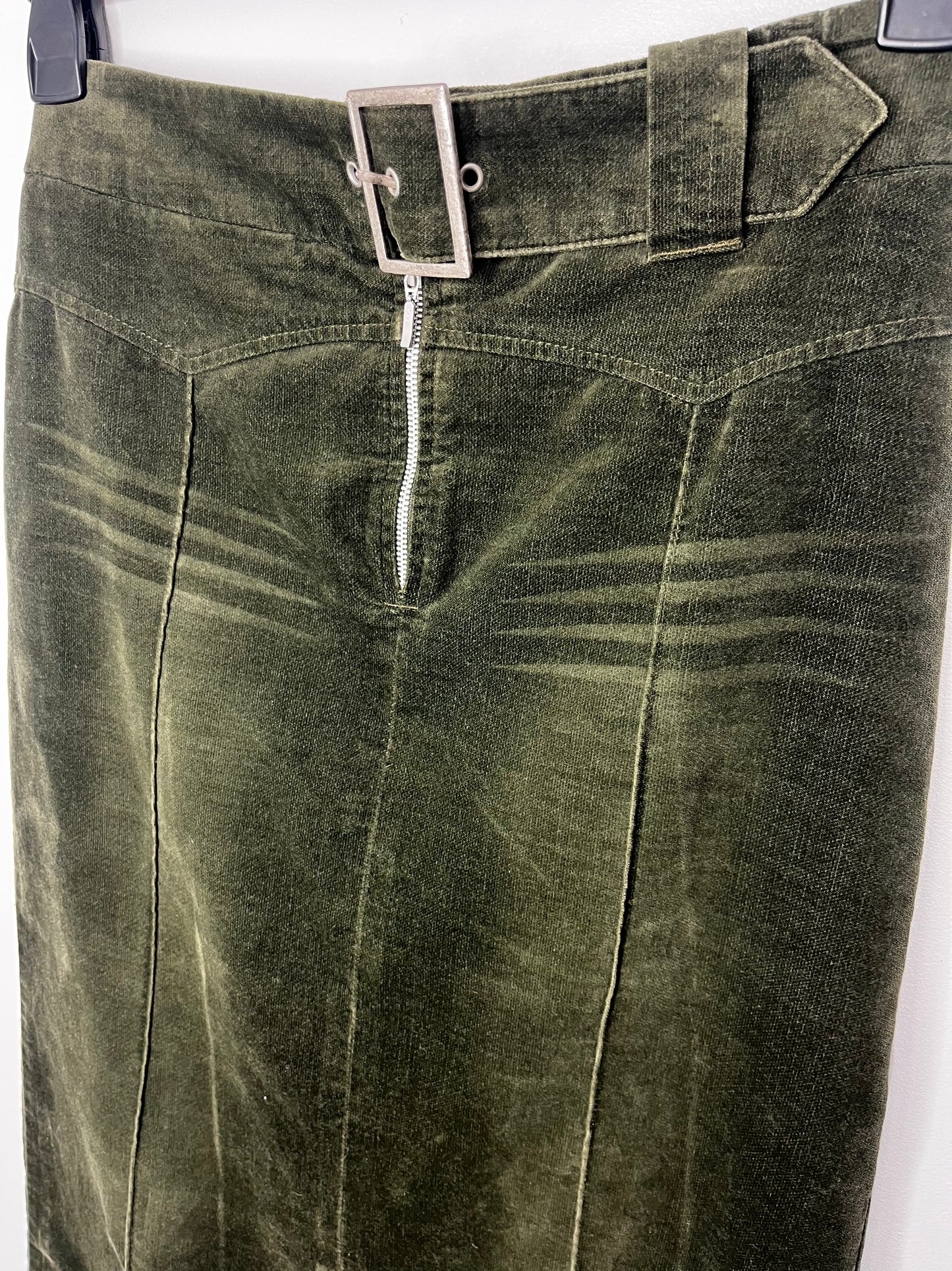Highwaisted Long Green Suede Vintage Skirt