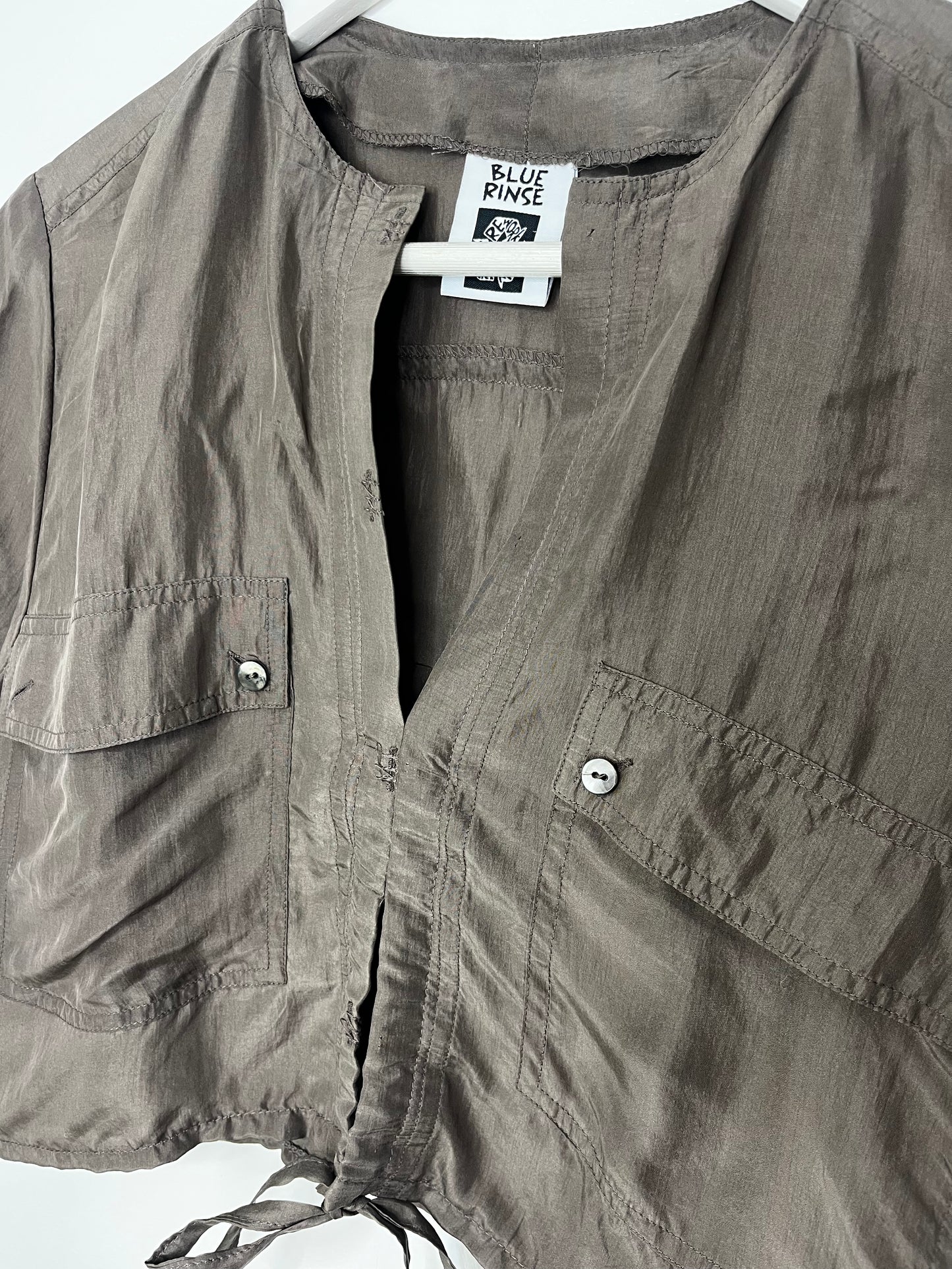 Cropped Mocha Silk Blouse