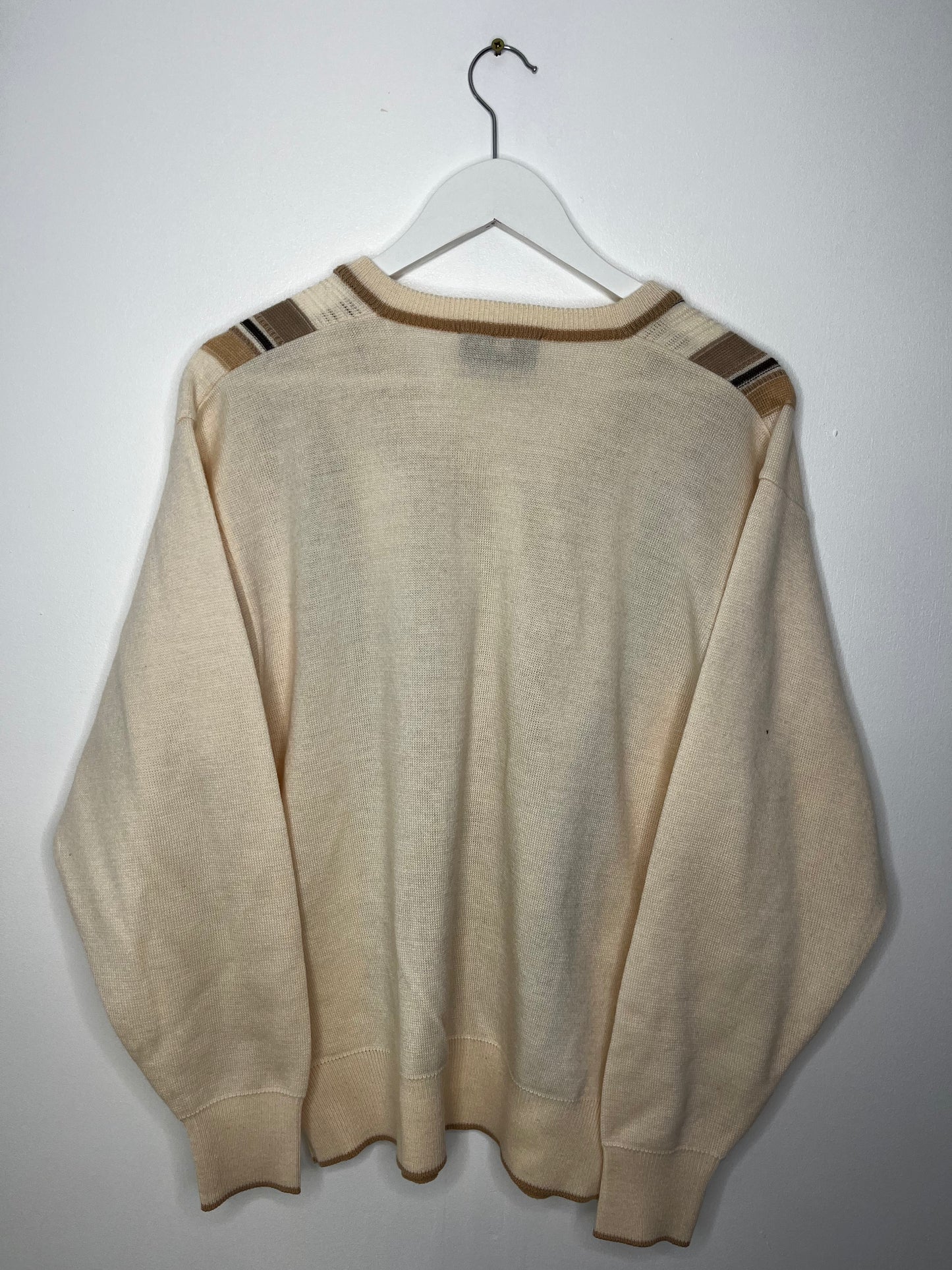 Cream V Neck Vintage Jumper