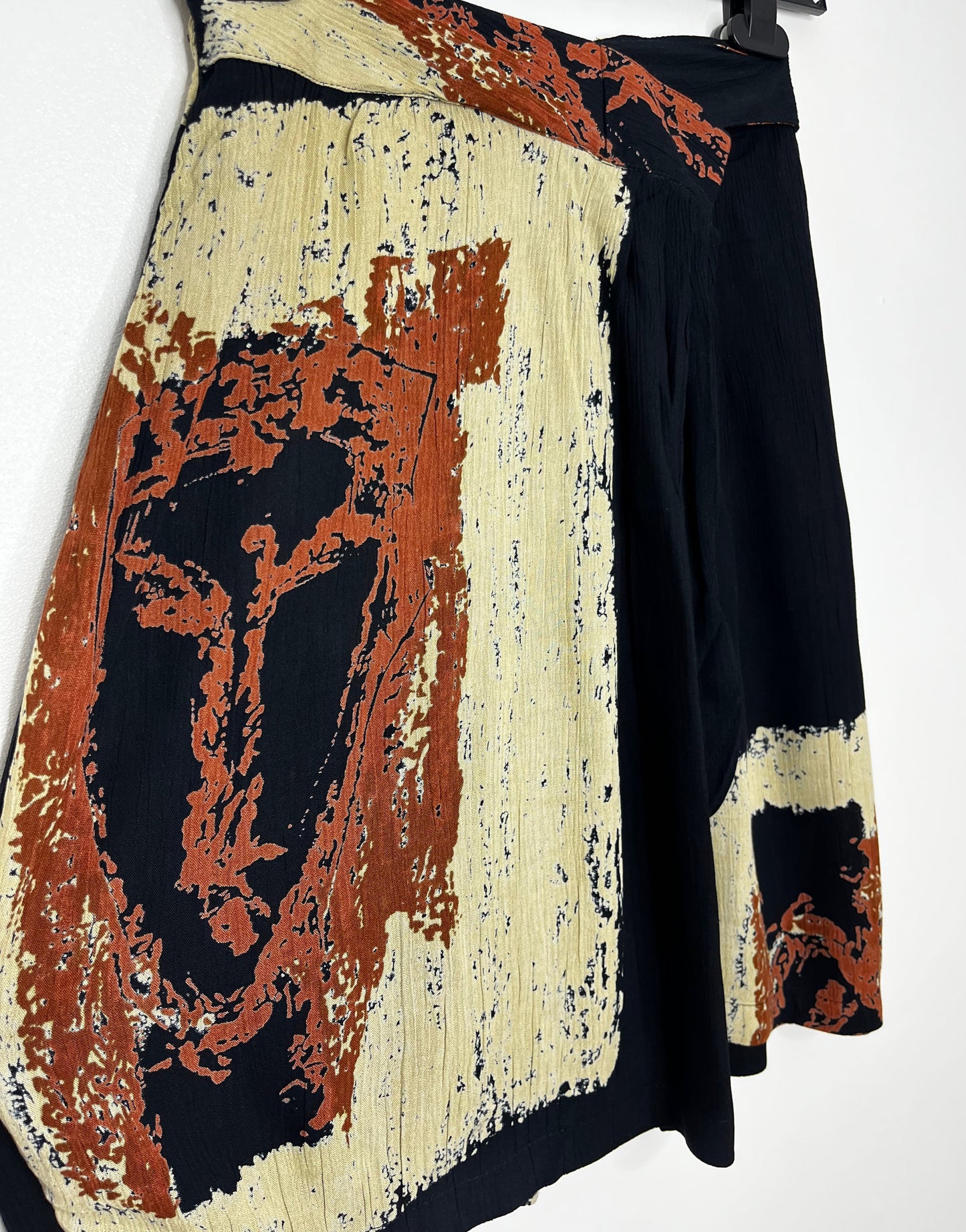 Black Brown Front Wrap Skirt