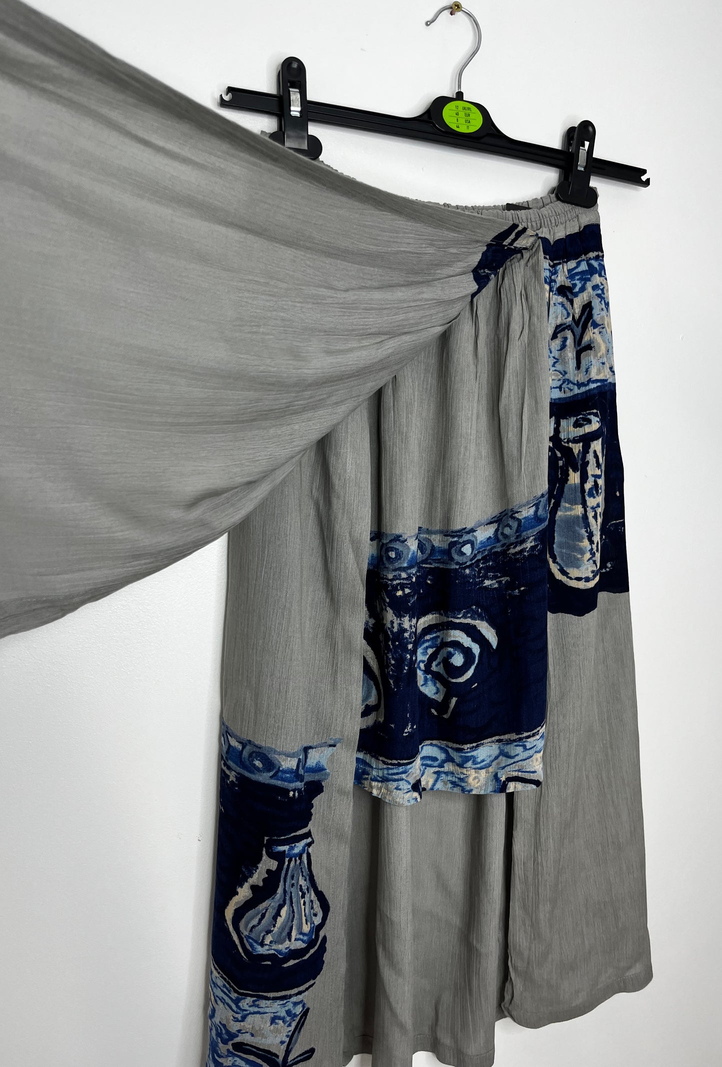 Grey Blue Split Vintage Skirt