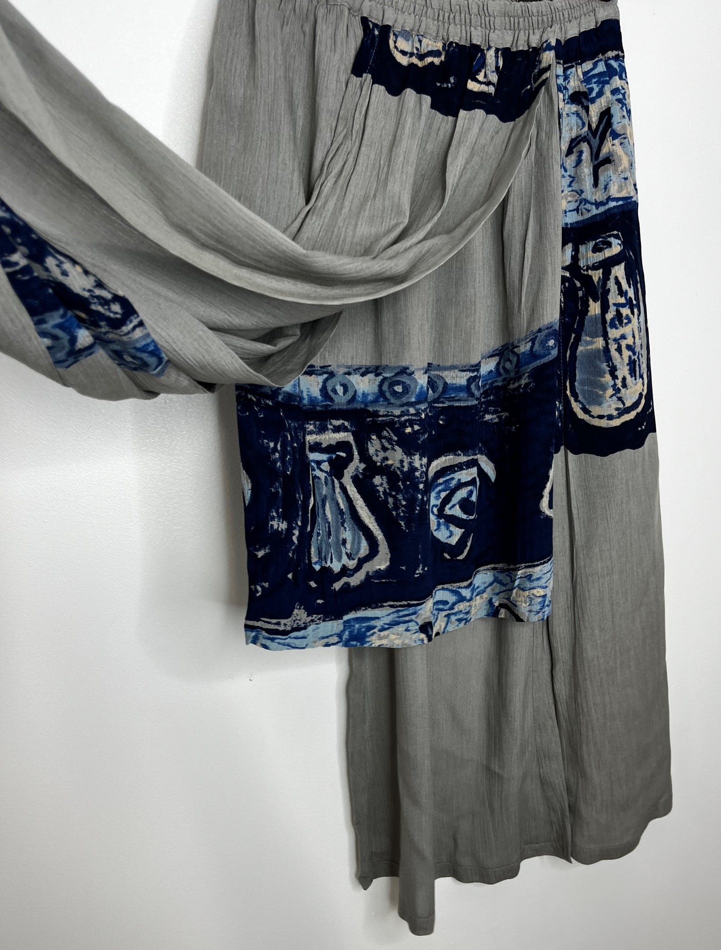 Grey Blue Split Vintage Skirt