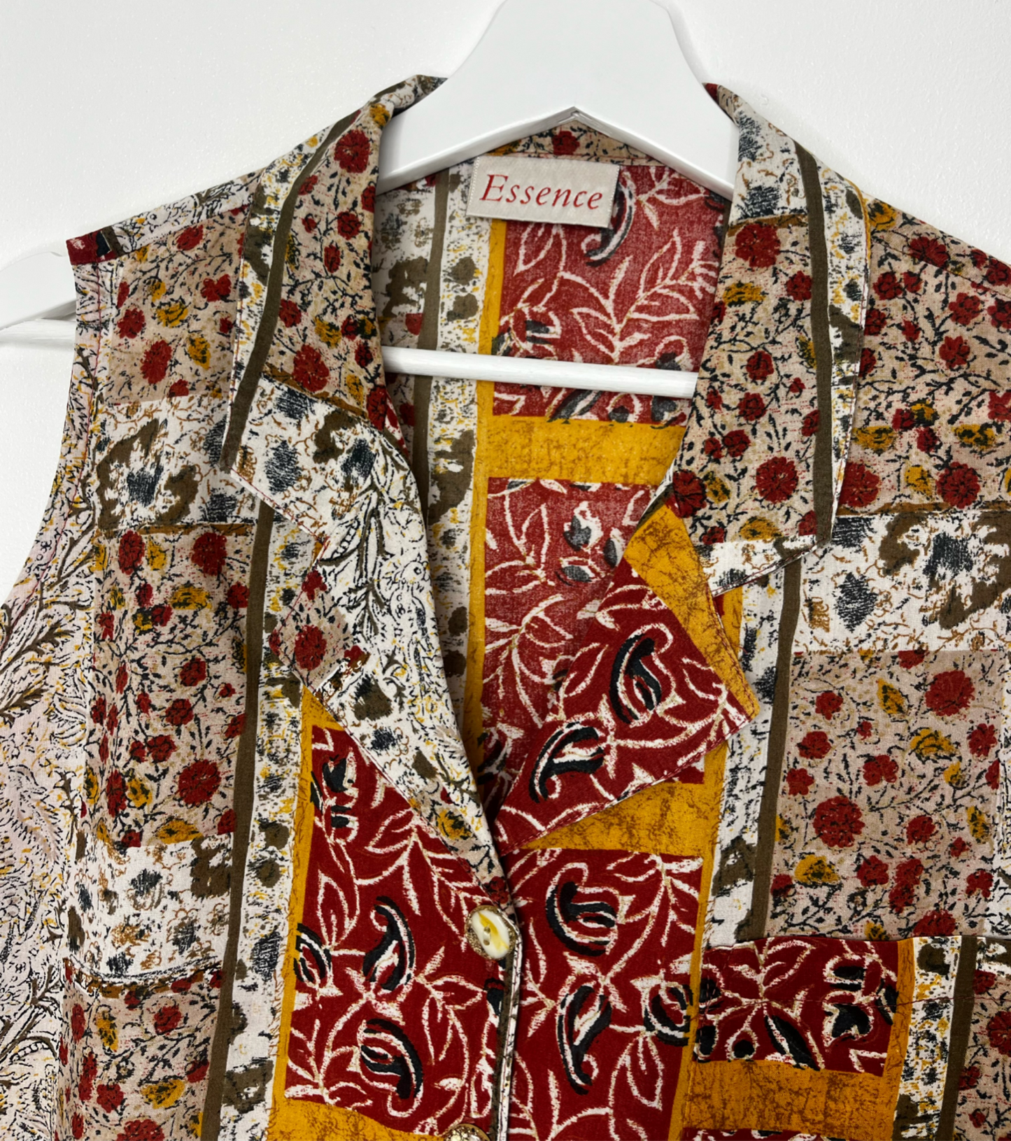 Multi Pattern Sleeveless Vintage Blouse