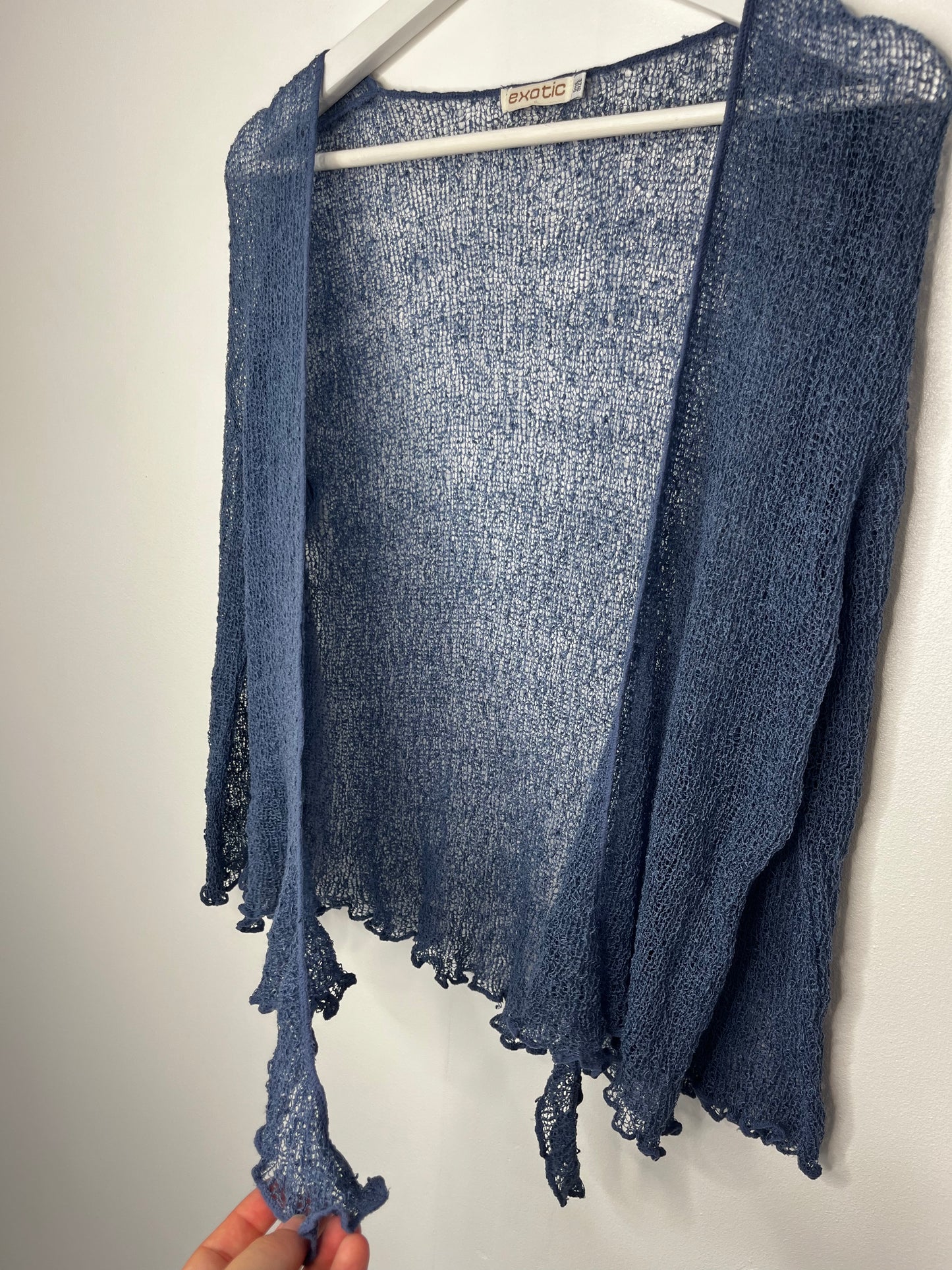Navy Vintage Crochet Tie Cardigan