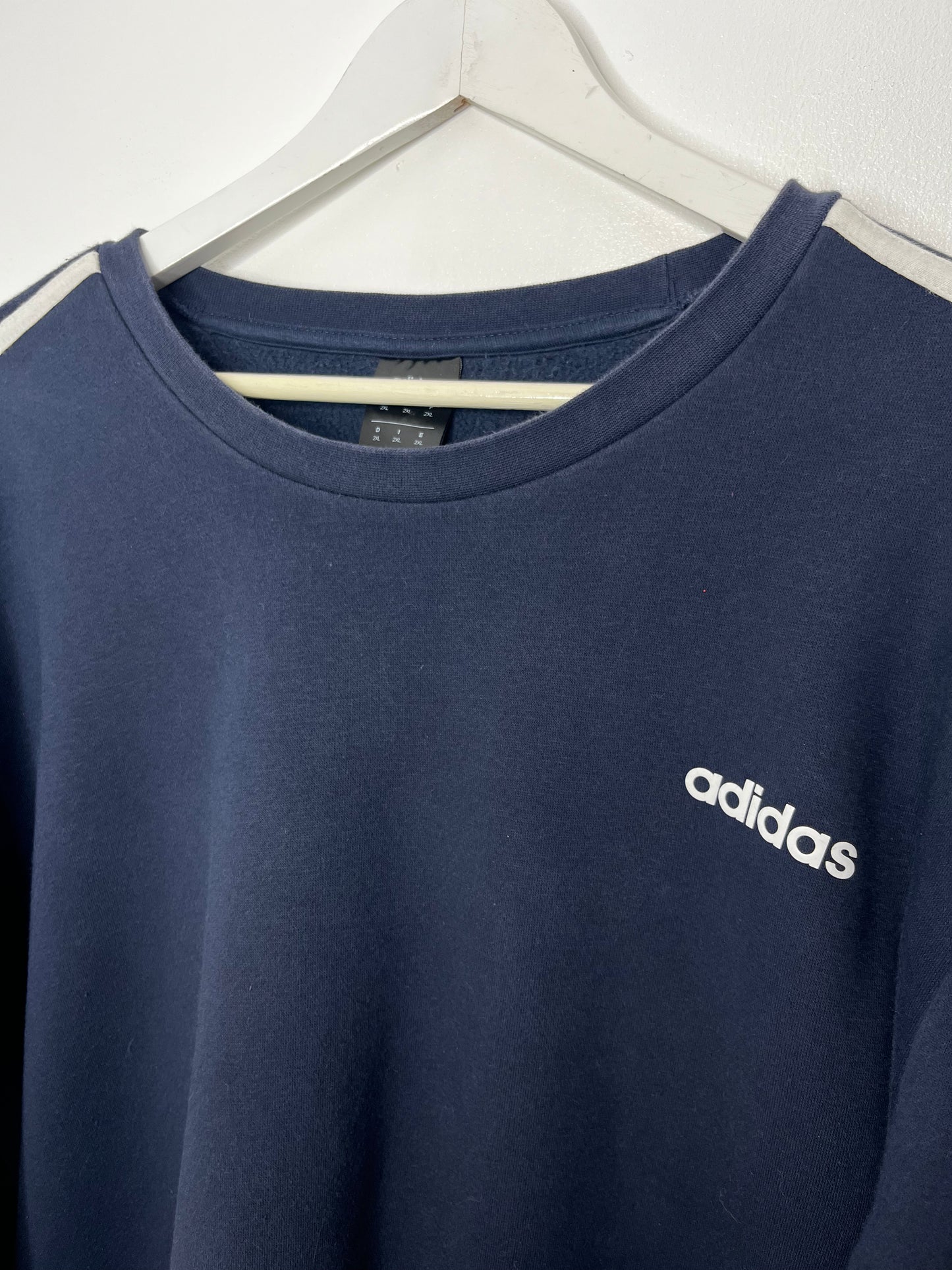 Navy Vintage Oversized Adidas Crew Neck Jumper