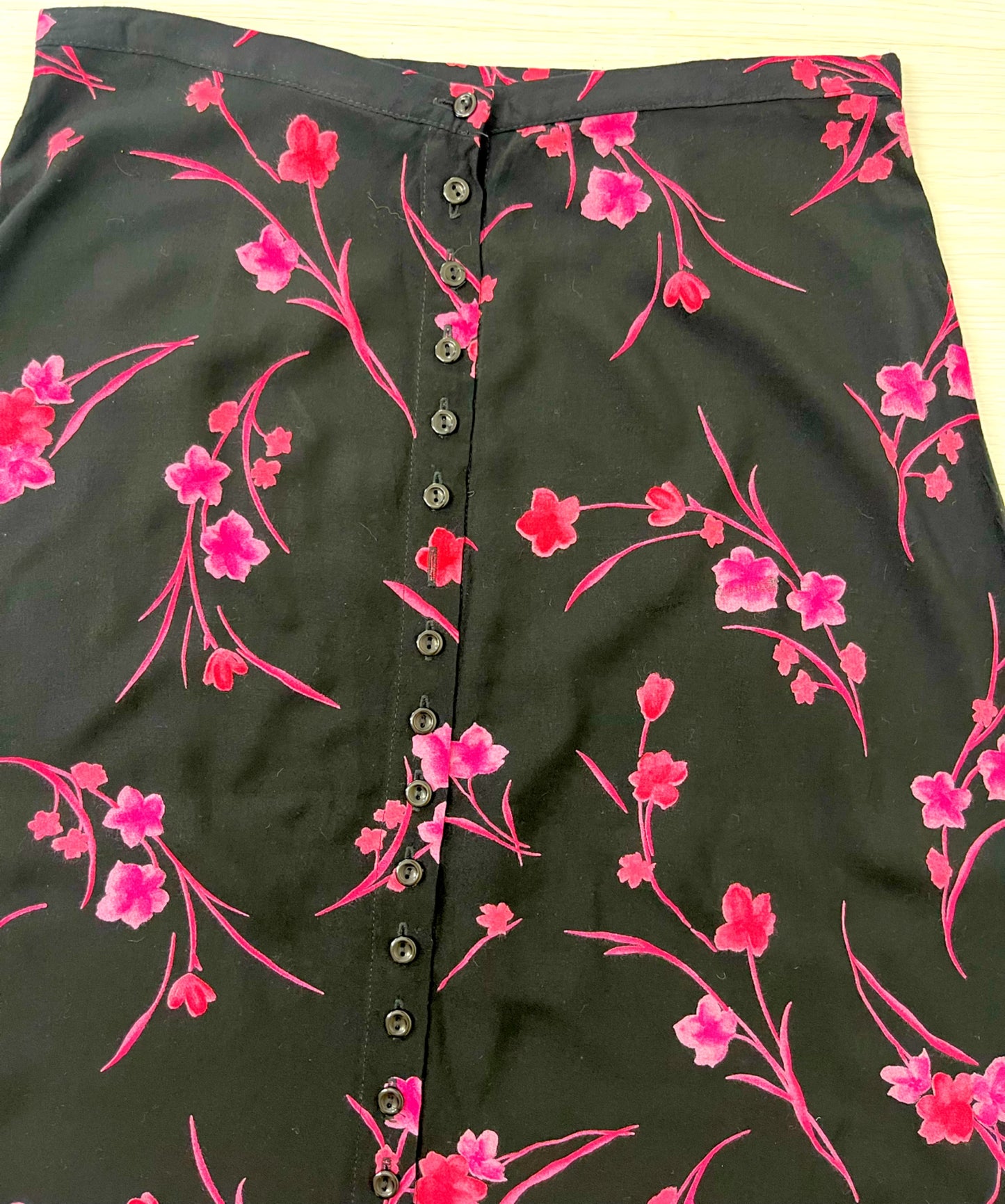 Button Down Pink Floral Vintage Skirt