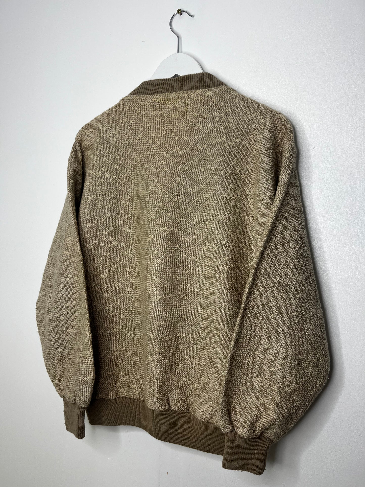 Leather Trimmed Vintage Beige Jumper