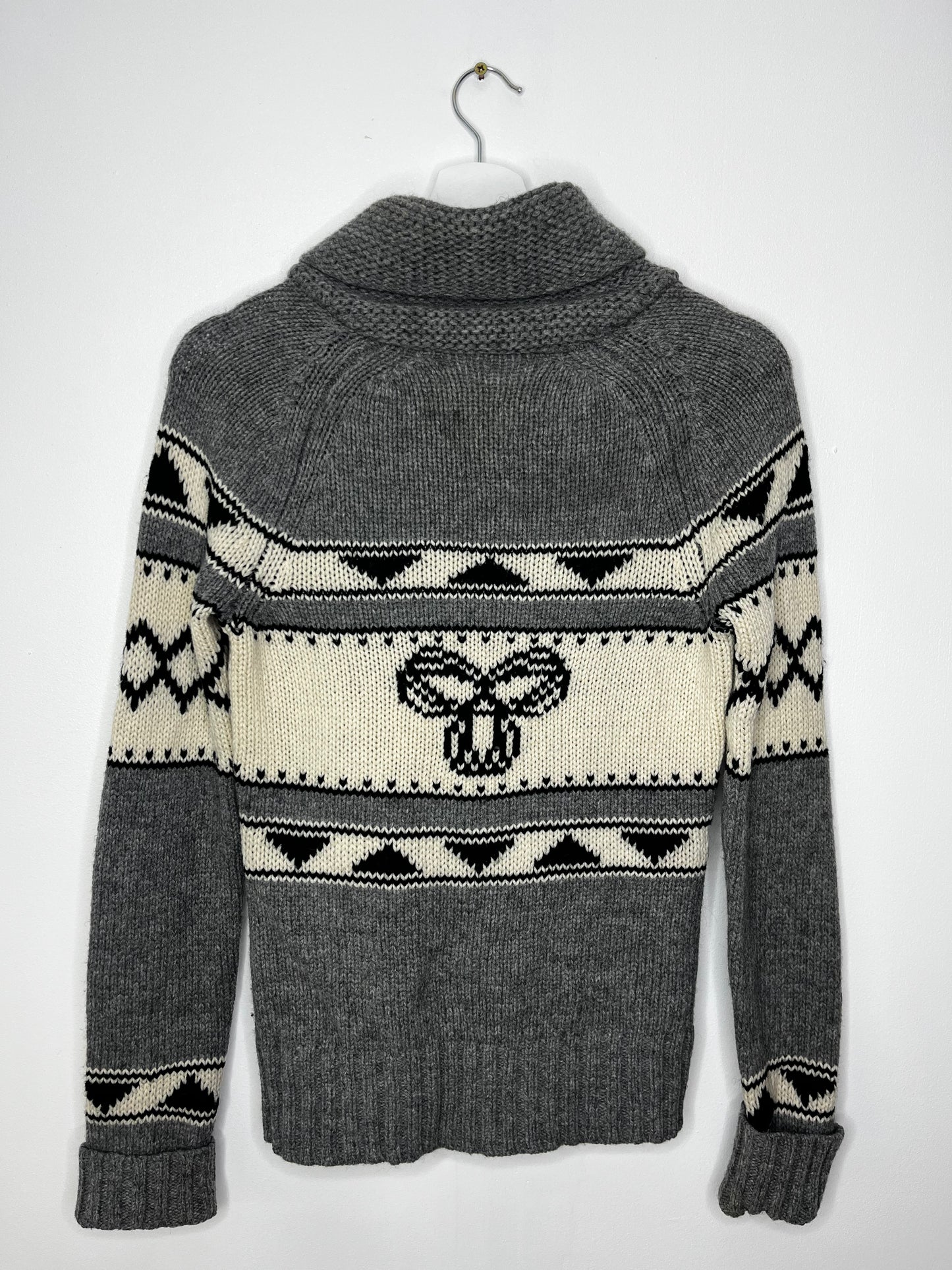 Grey Wool Vintage Zip Cardigan