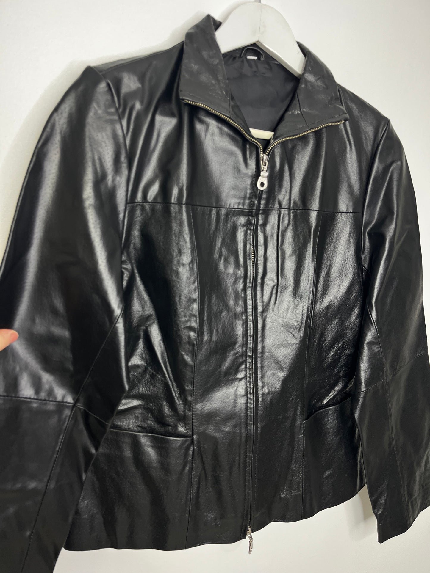 Shiny Black True Vintage Leather Jacket