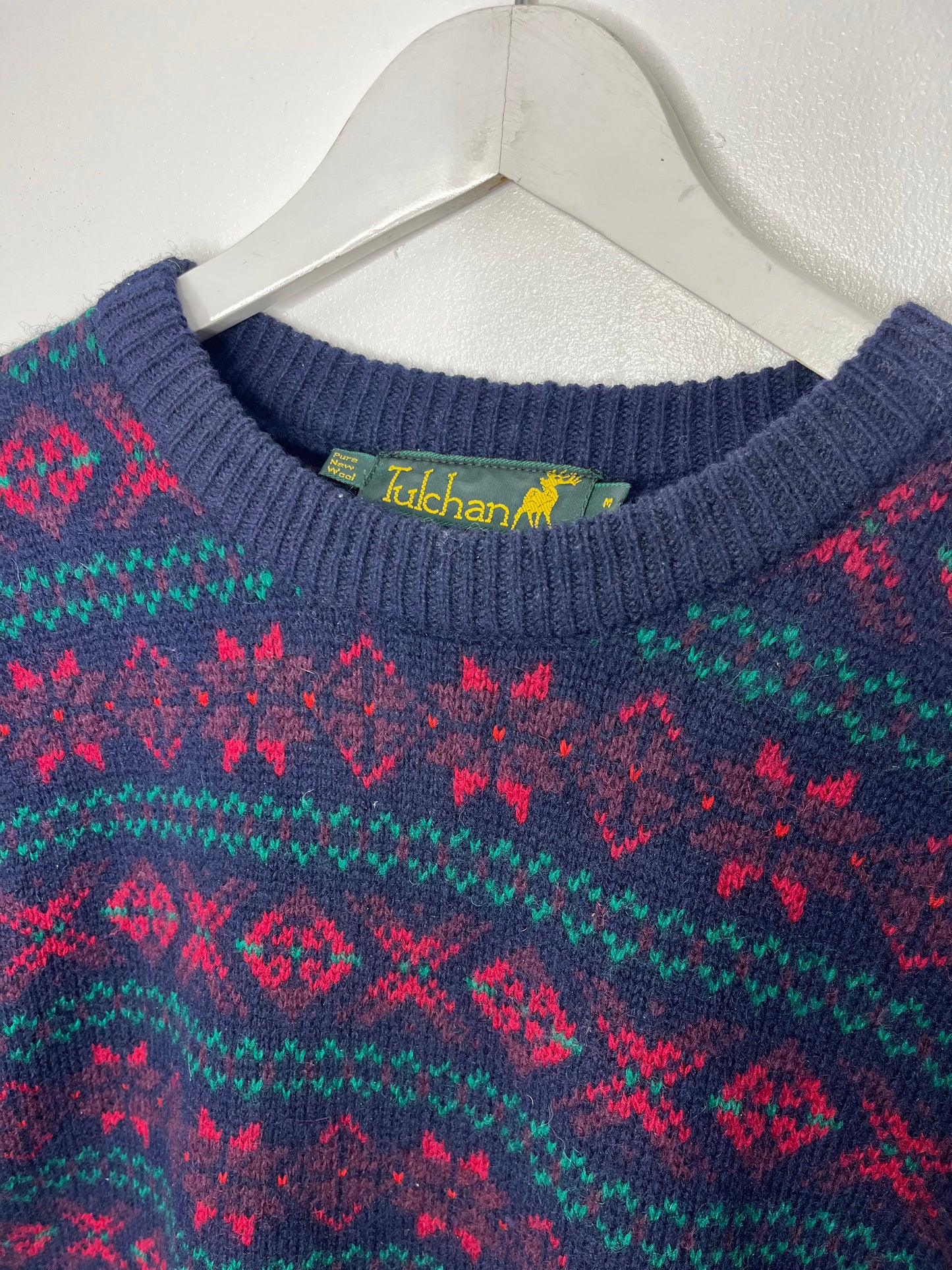Navy Vintage Tulchan Patterned Jumper