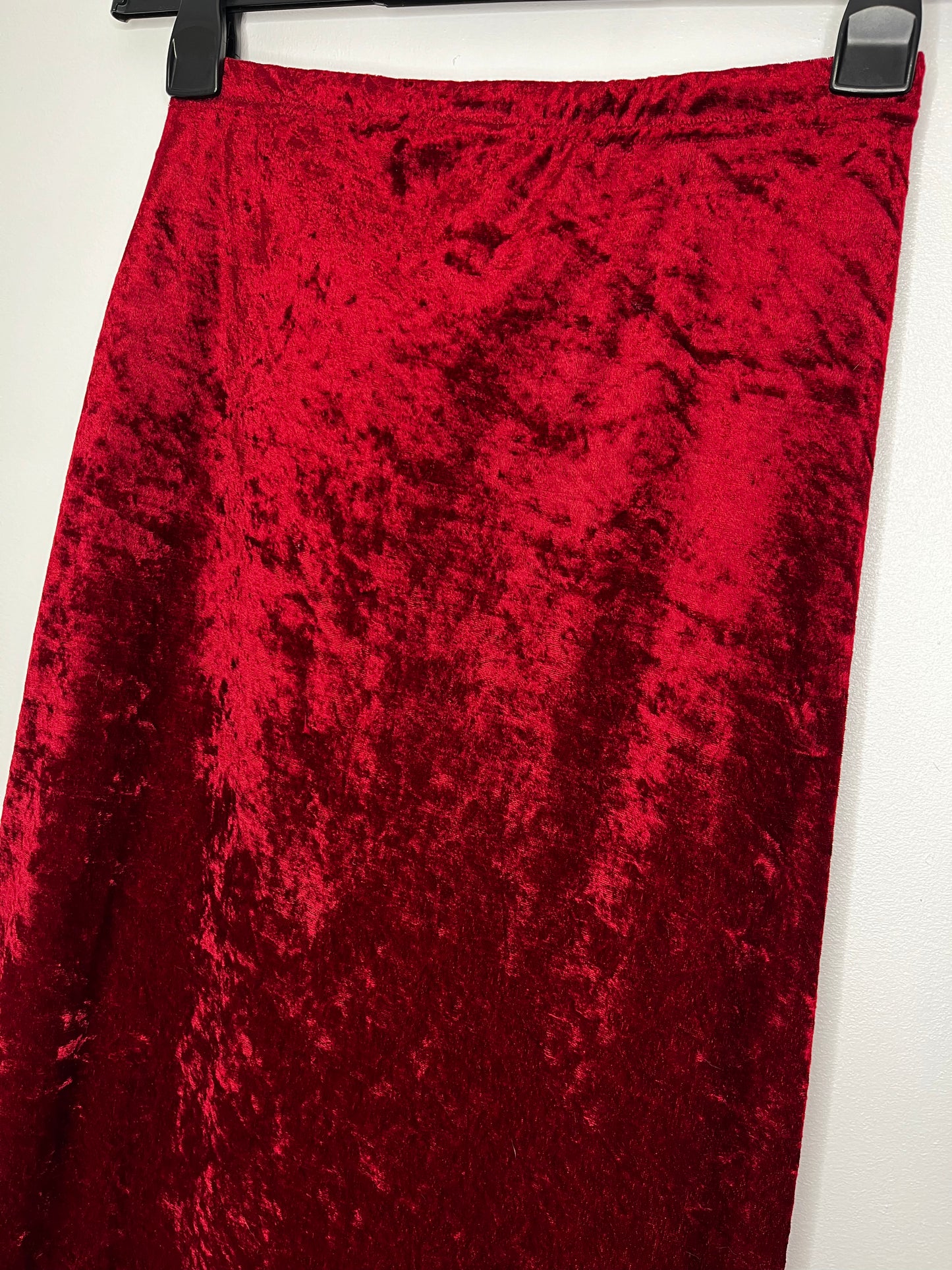 Crushed Velvet Red Vintage Maxi Skirt