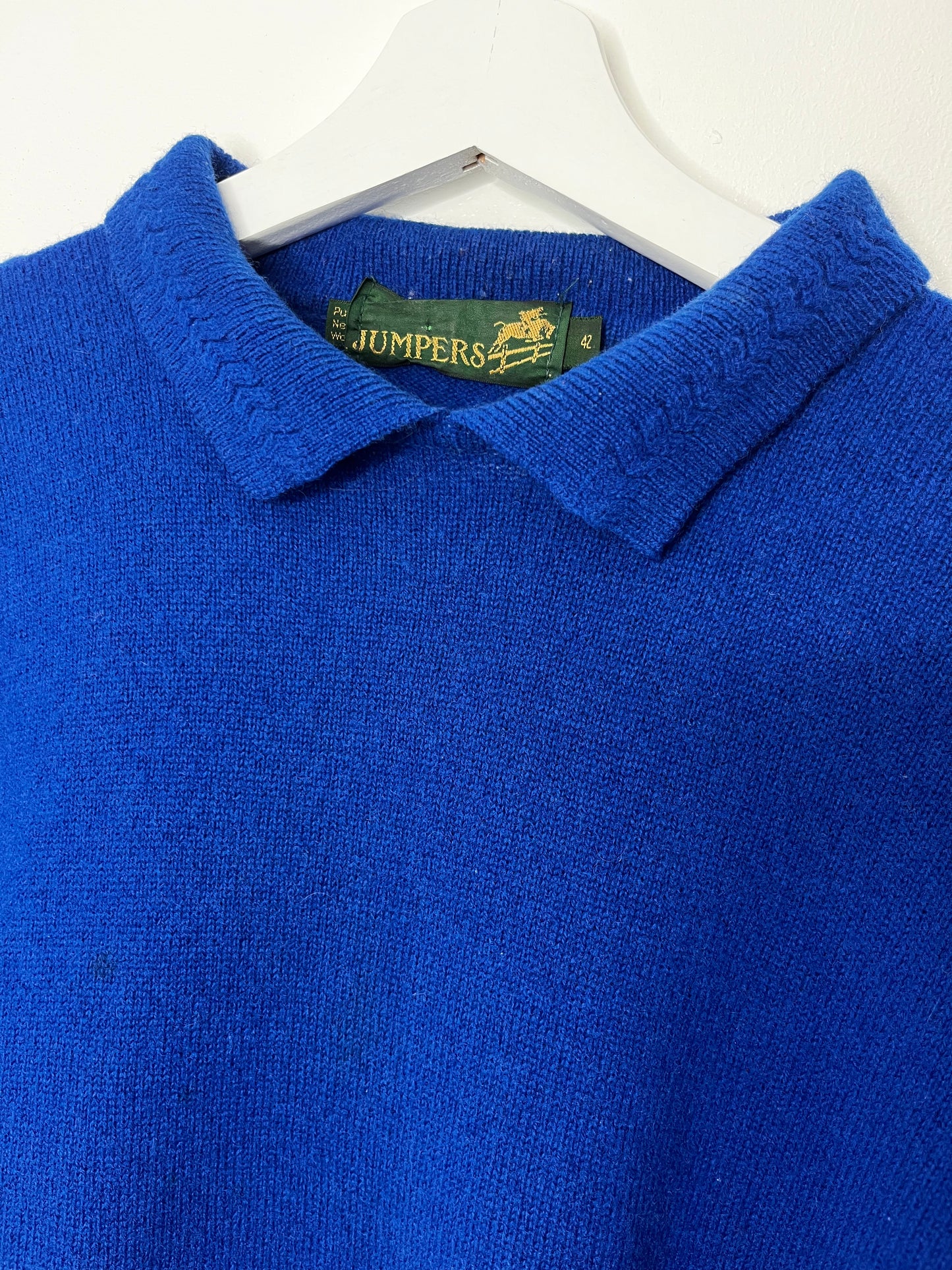 True Vintage Royal Blue Pure New Wool Jumper