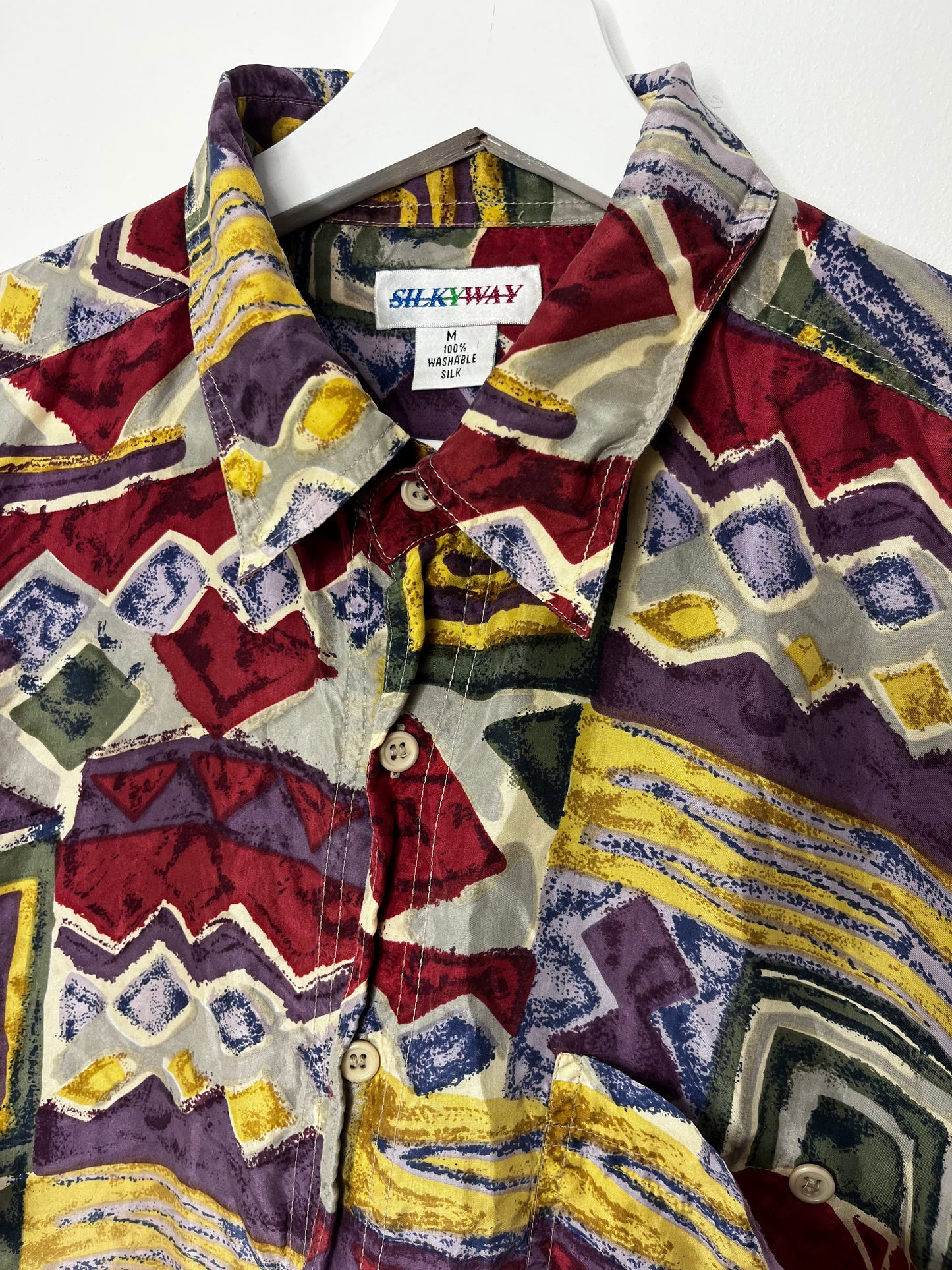 True Vintage Colourful Silk Short Sleeve Shirt