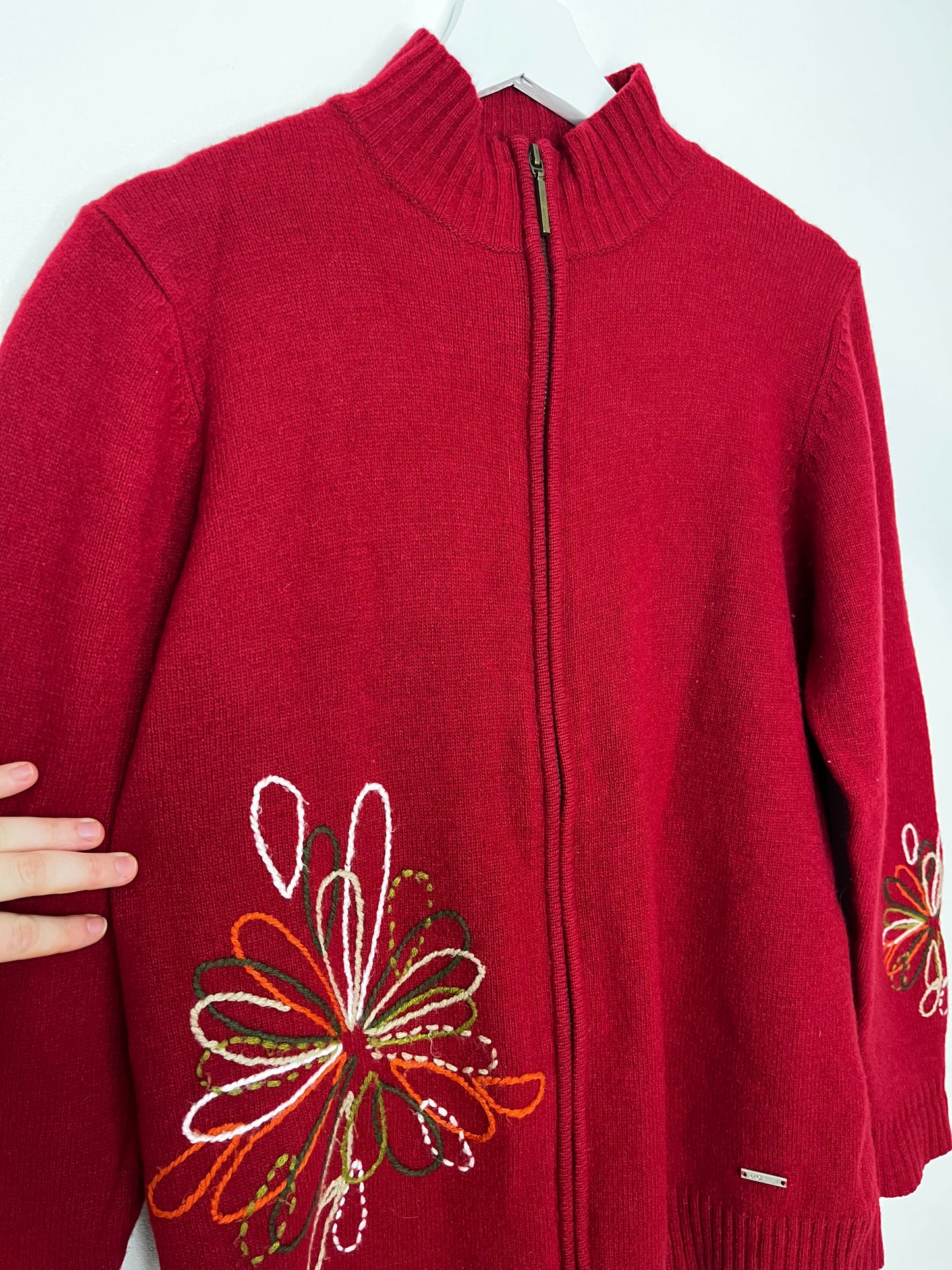 Burgundy Wool Vintage Zip Cardigan