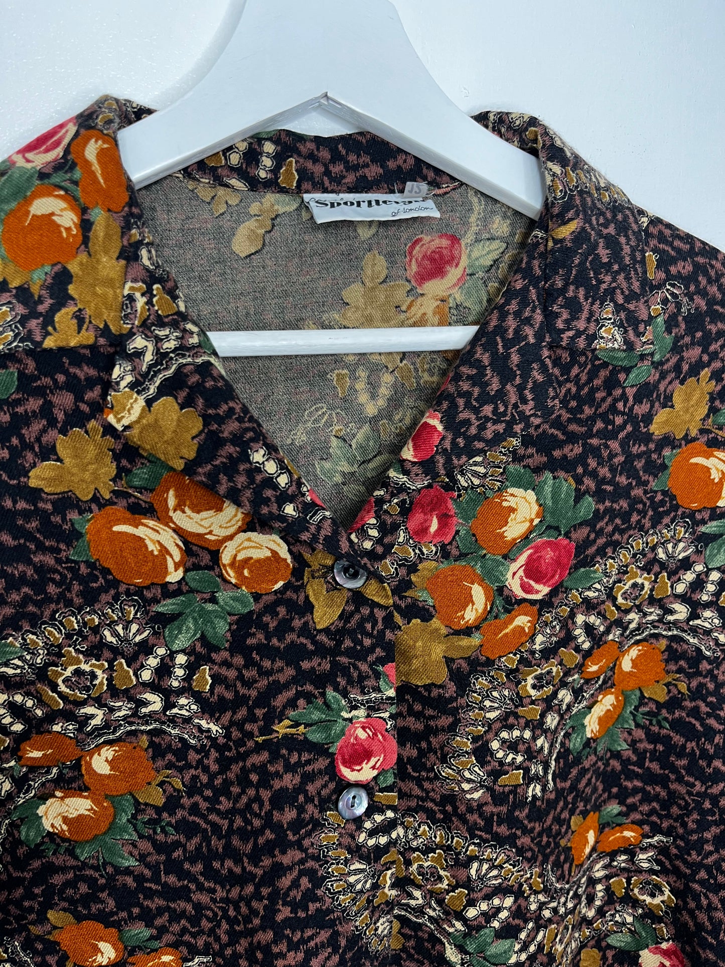 Long Sleeve Brown Vintage Floral Shirt