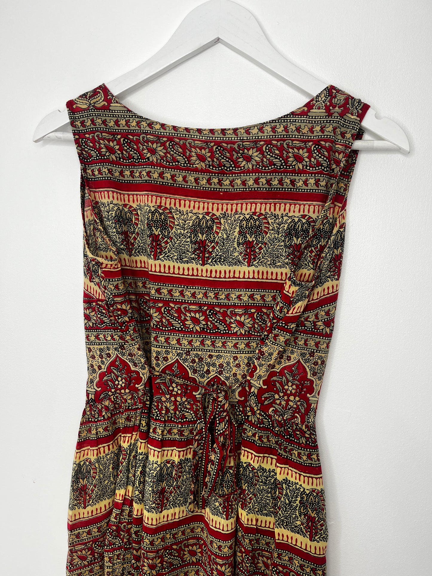 Tie Back Patterned Button Down Dress