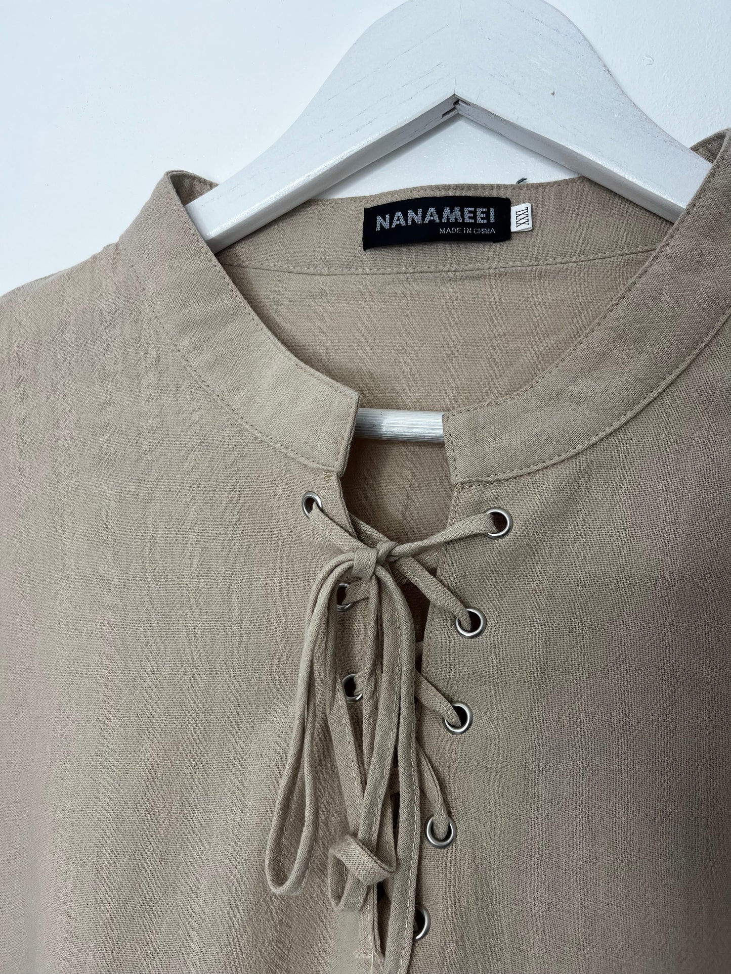 Oversized Tie Neck Shirt Dress