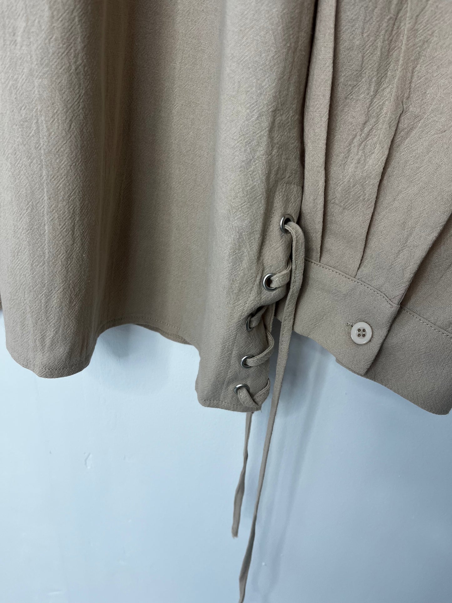 Oversized Tie Neck Shirt Dress