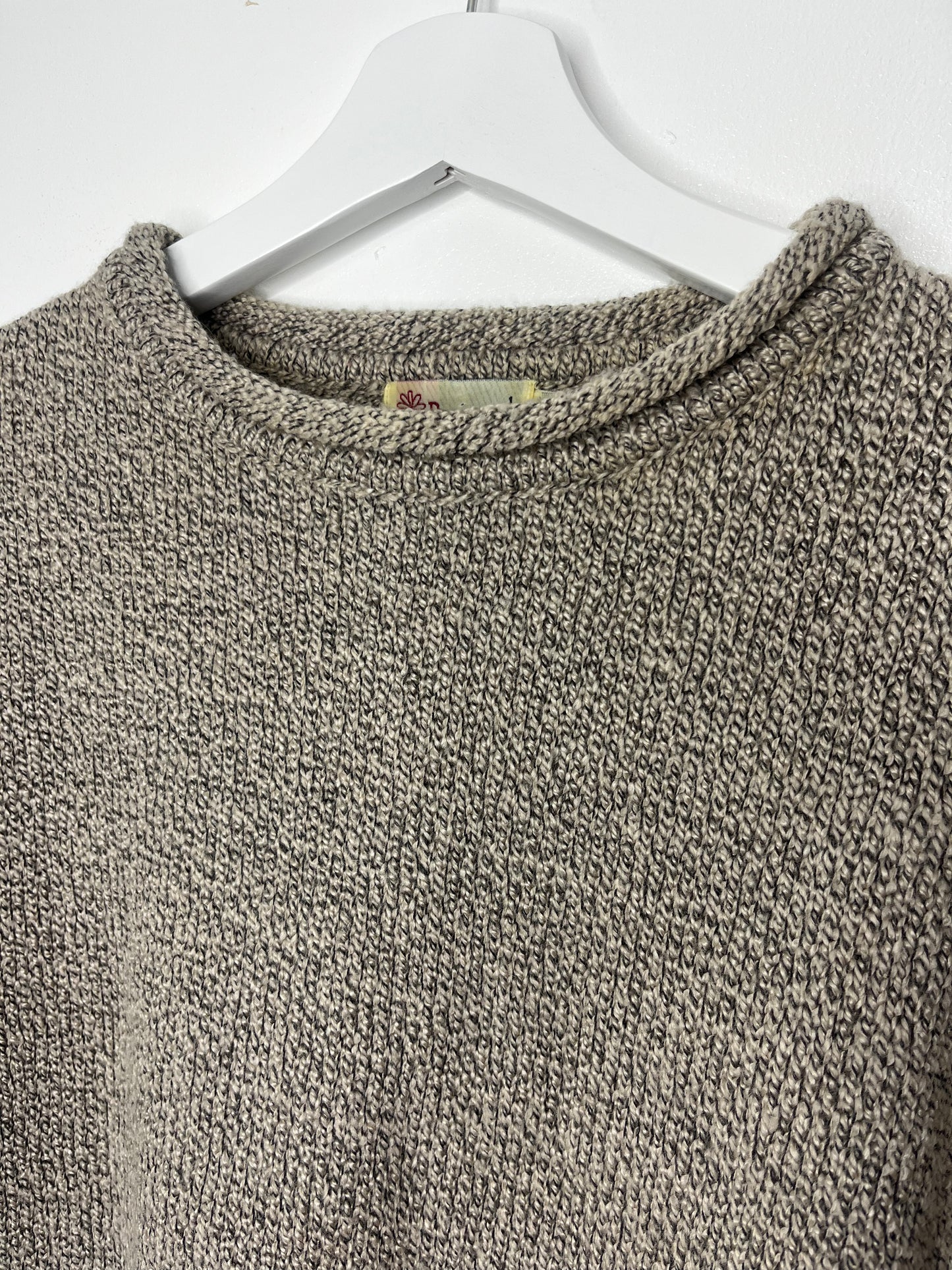 Casual Speckled Oatmeal Vintage Jumper