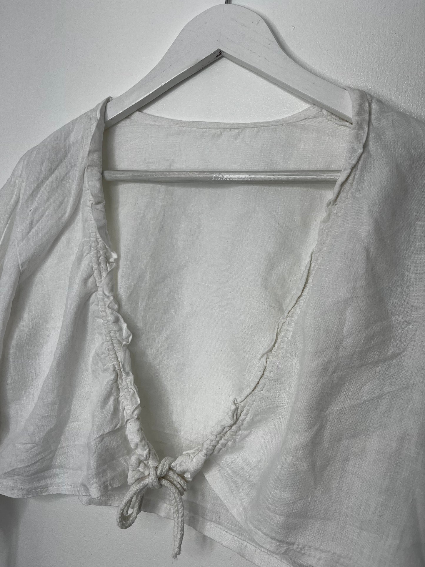 Italian Vintage Romantic Linen Tie Top