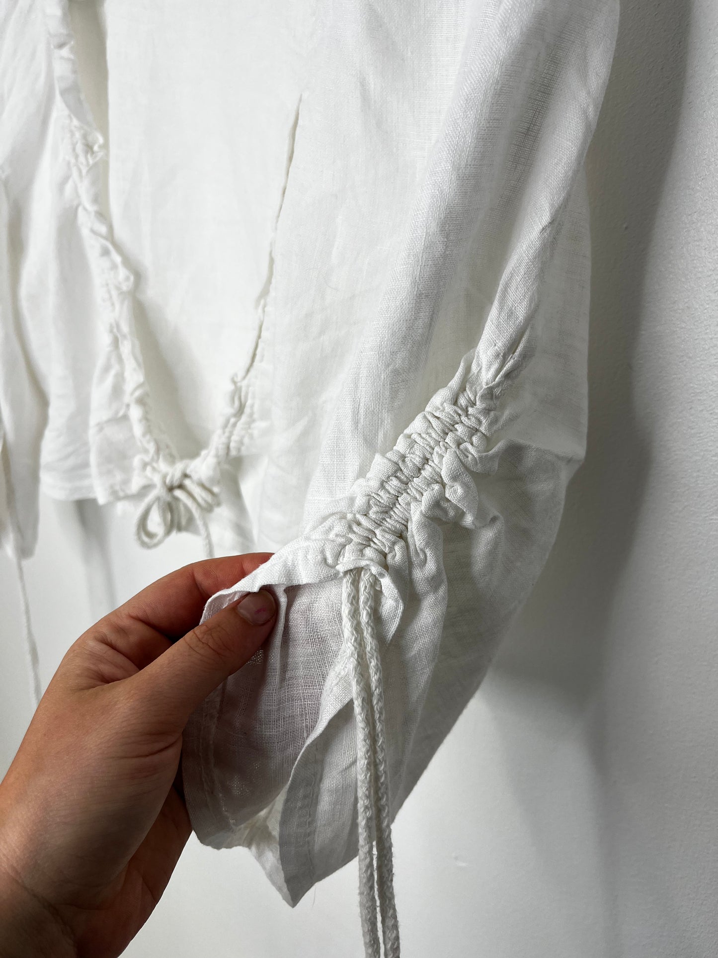 Italian Vintage Romantic Linen Tie Top