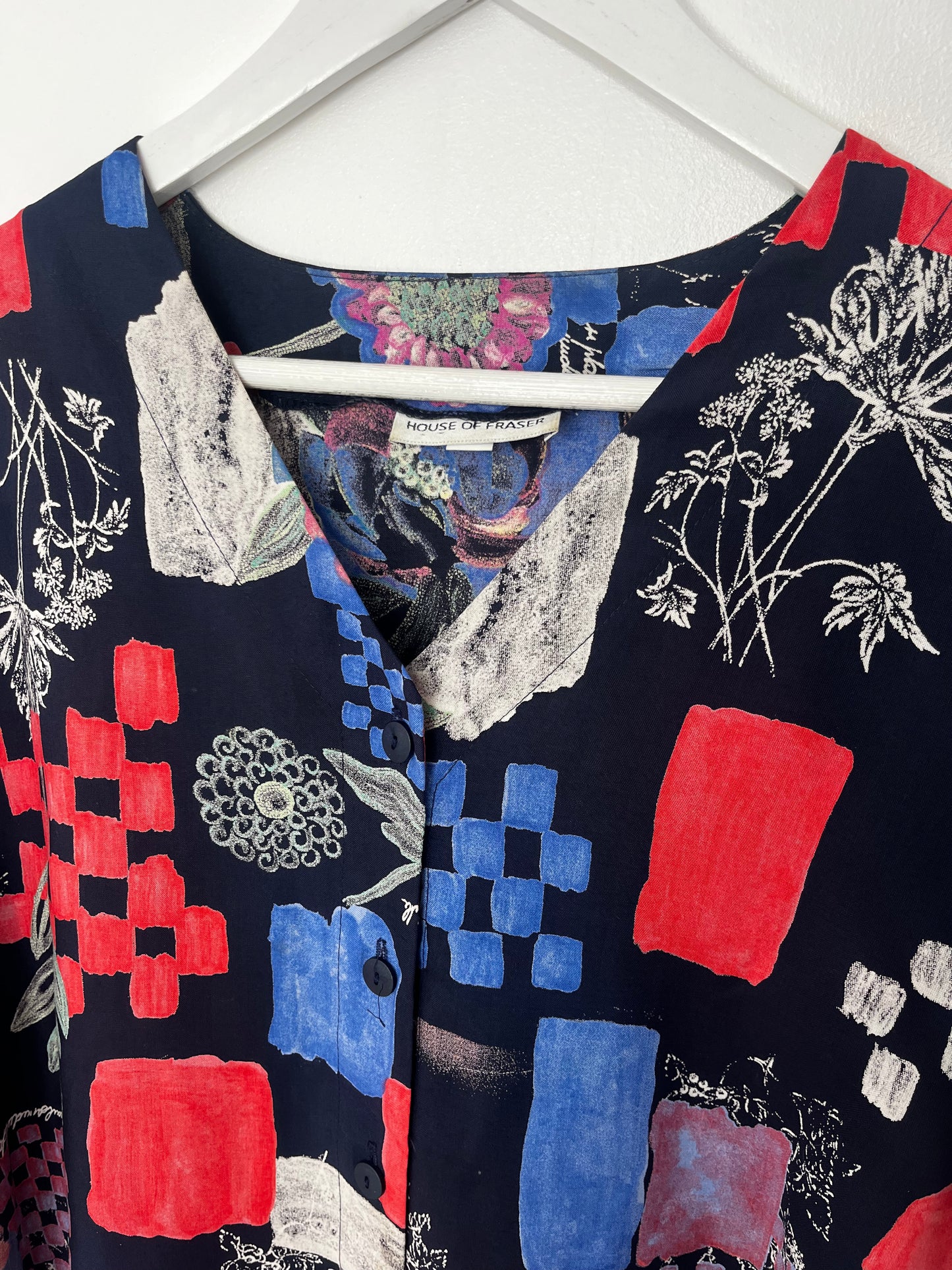 Collarless Vintage Patterned Shirt
