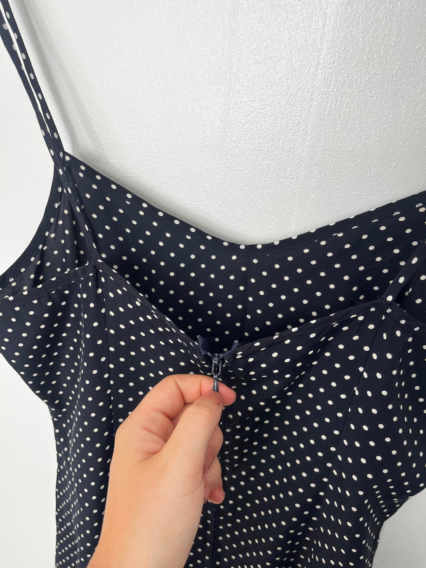 Navy Polka Dot Strap Dress