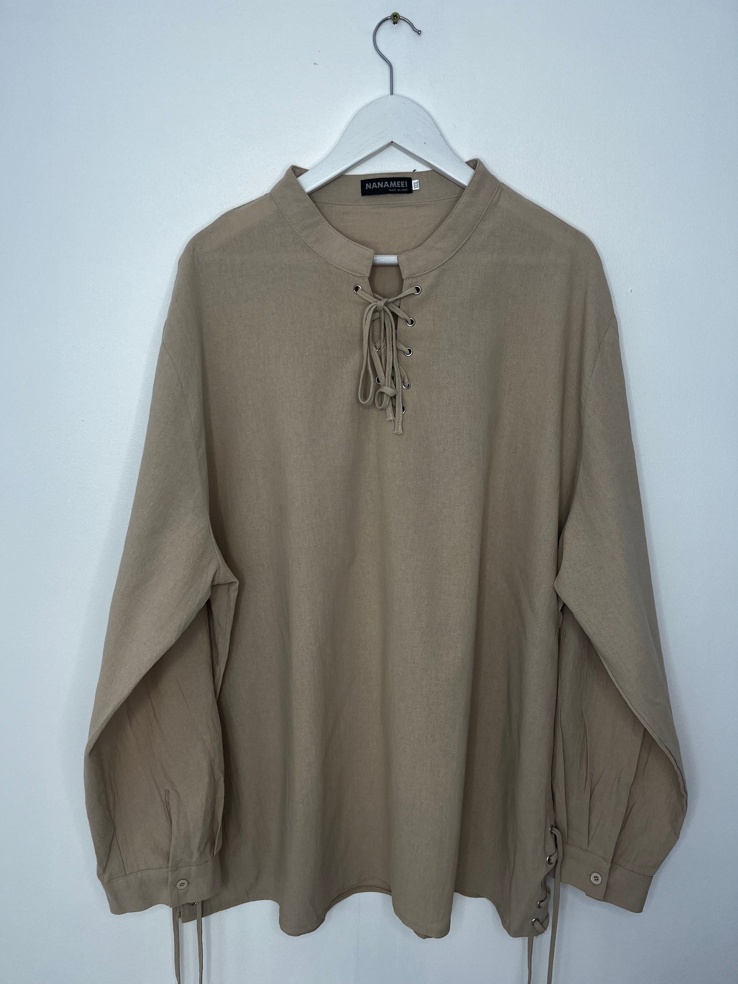 Oversized Retro Tie Neck Shirt Dress