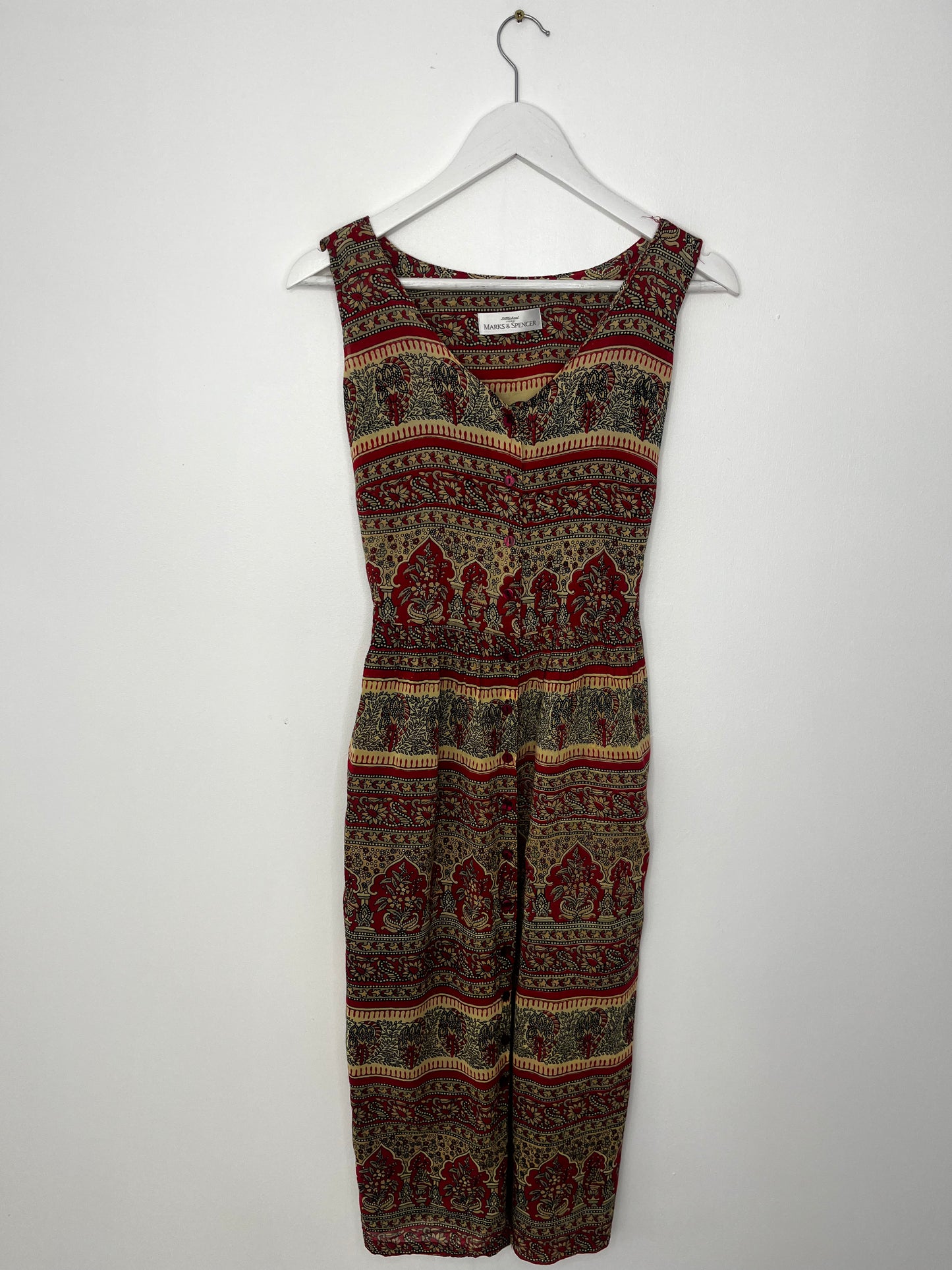 Tie Back Patterned Button Down Retro Dress