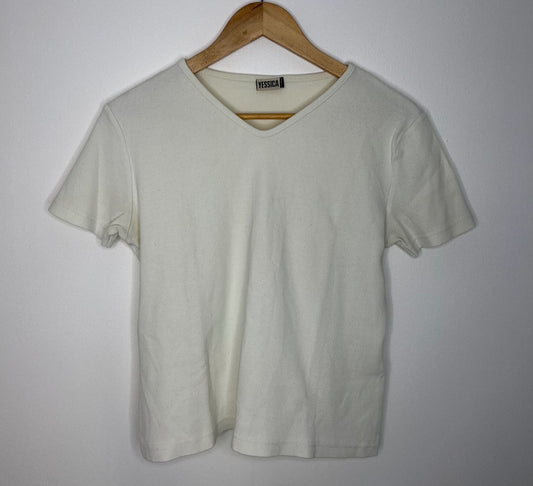 Off White Ribbed Tee